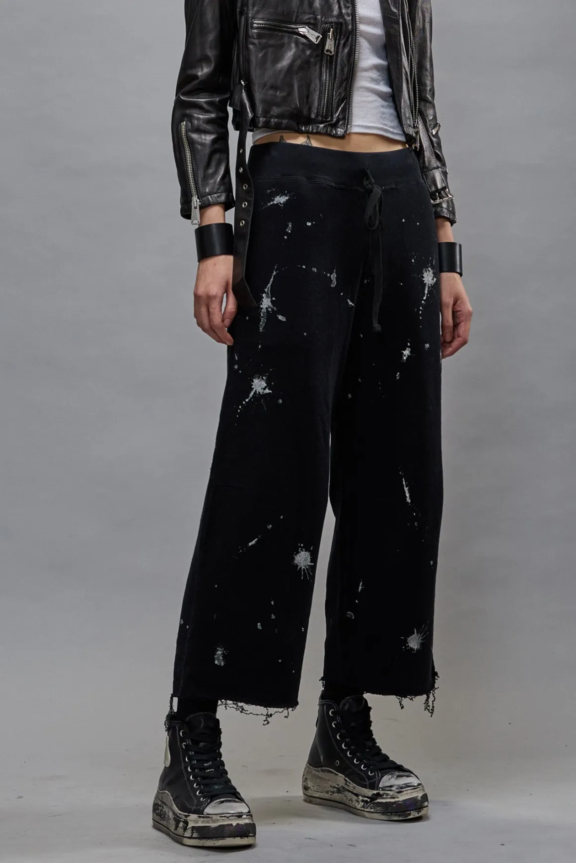 Women R13 Pants & Shorts*ARTICULATED KNEE SWEATPANT - SPLATTERED BLACK