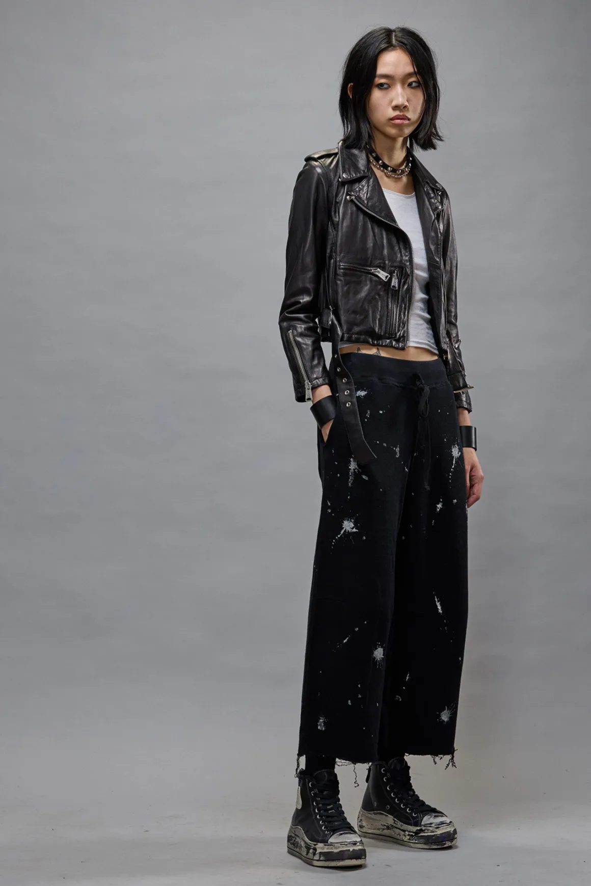 Women R13 Pants & Shorts*ARTICULATED KNEE SWEATPANT - SPLATTERED BLACK