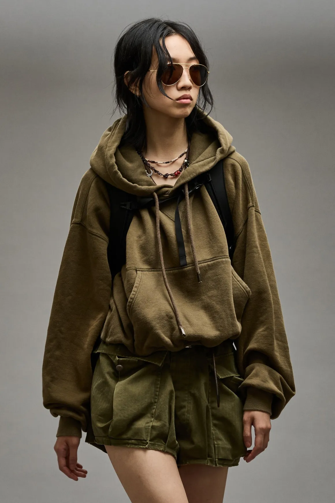 Women R13 Tops*BALLOON POPOVER HOODIE - DARK OLIVE