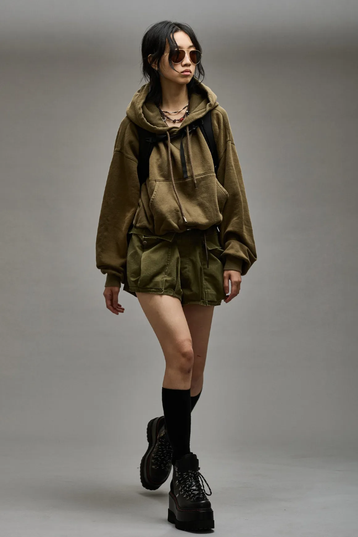 Women R13 Tops*BALLOON POPOVER HOODIE - DARK OLIVE