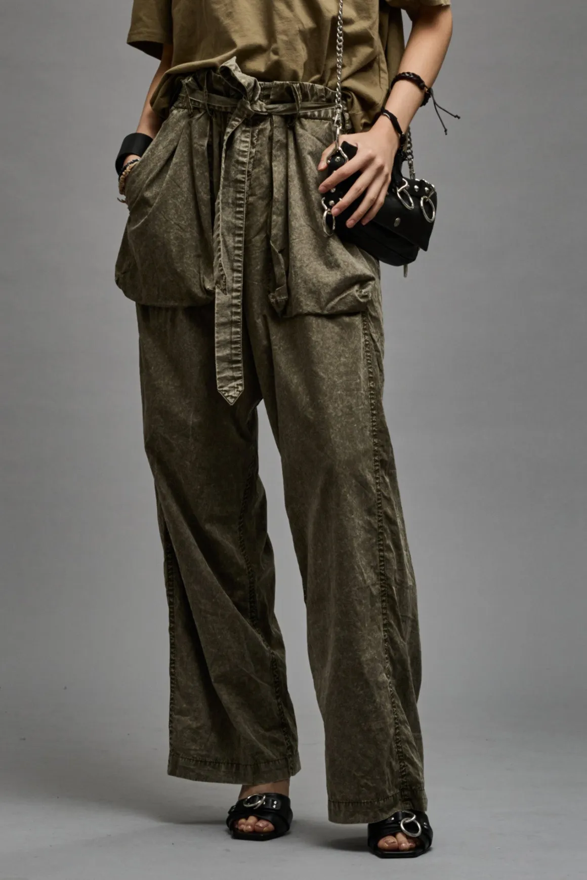 Women R13 Pants & Shorts*BELTED UTILITY PANT - OLIVE GARMENT DYE