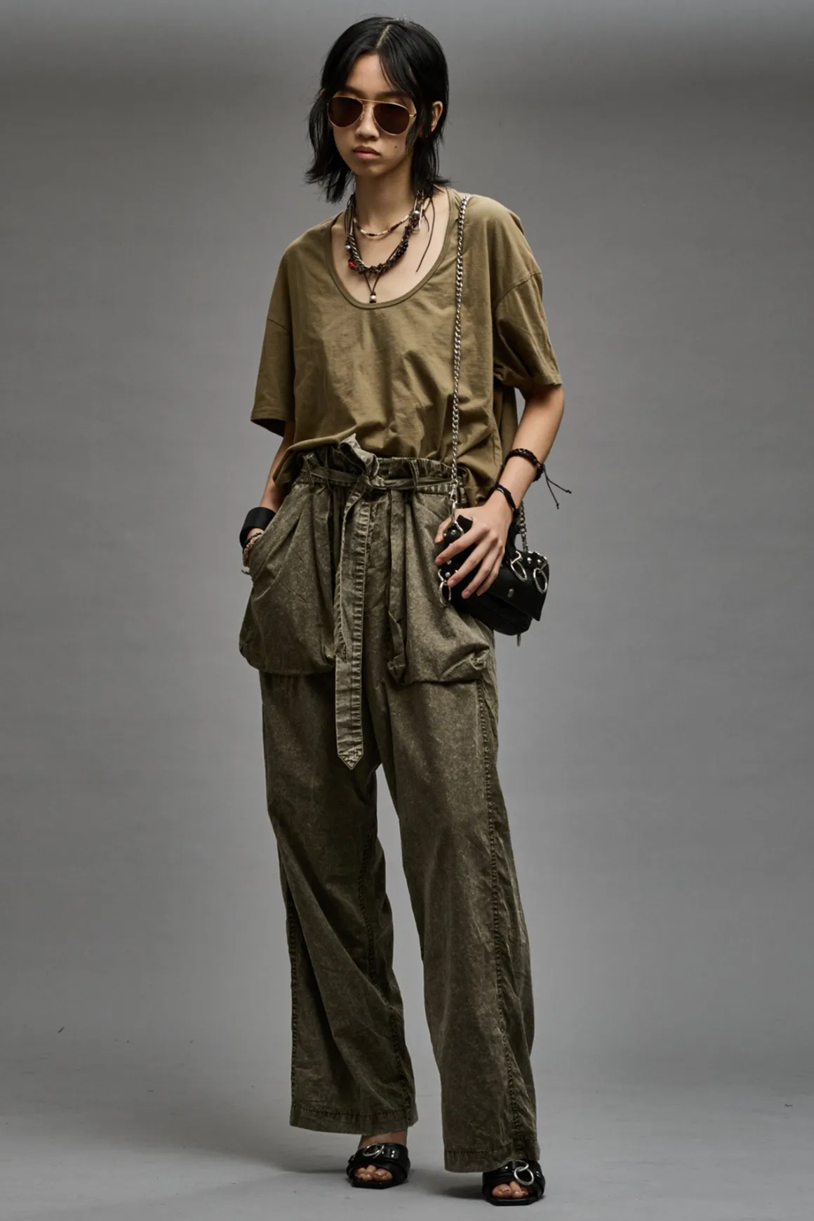 Women R13 Pants & Shorts*BELTED UTILITY PANT - OLIVE GARMENT DYE