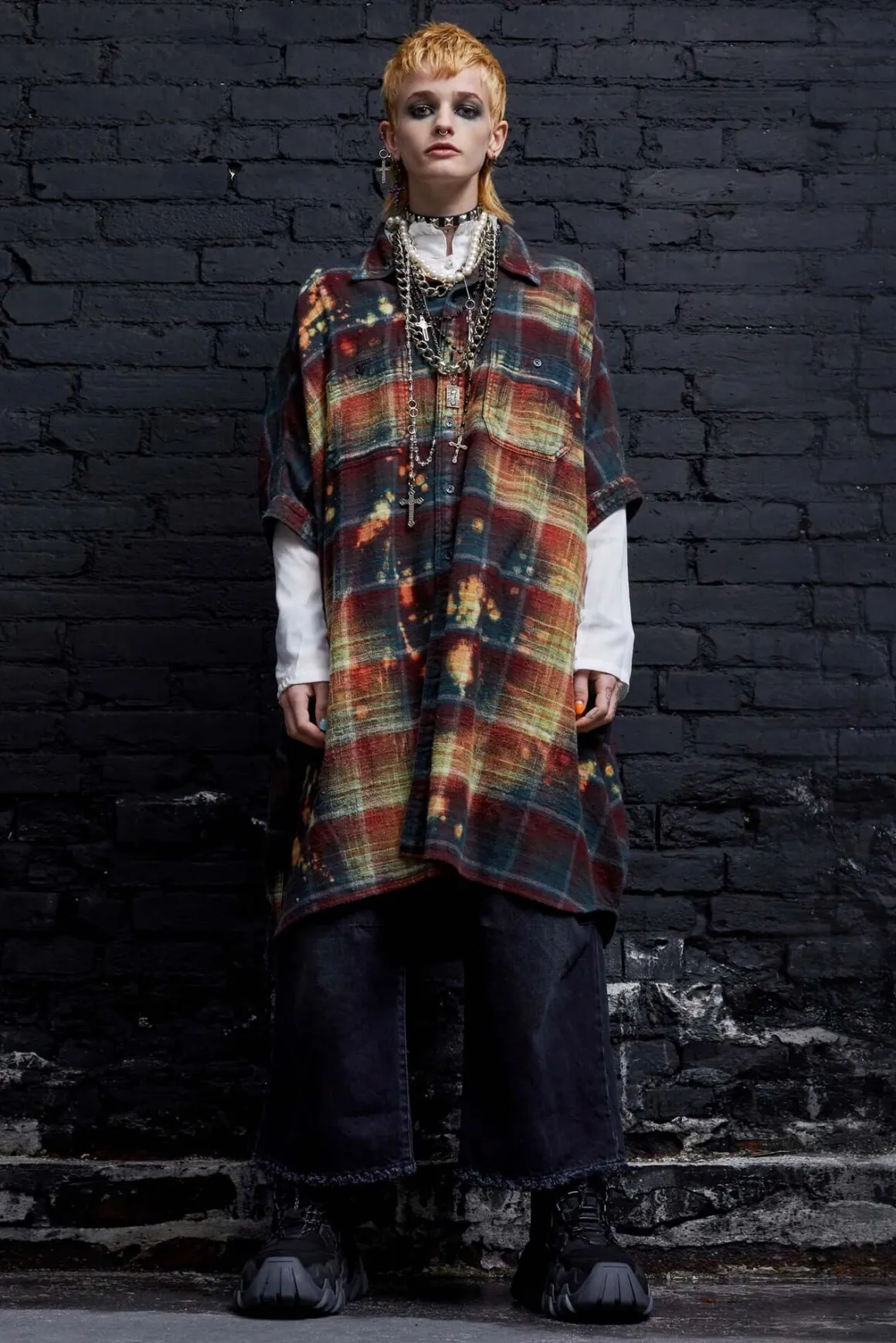 Women R13 Dresses & Skirts*BLEACHED PLAID OVERSIZED BOXY SHIRTDRESS