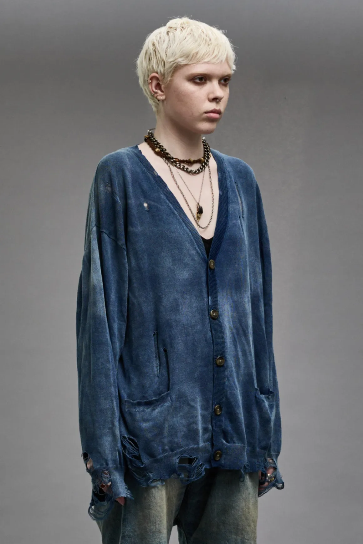 Women R13 Sweaters*BOYFRIEND CARDIGAN - DARK INDIGO