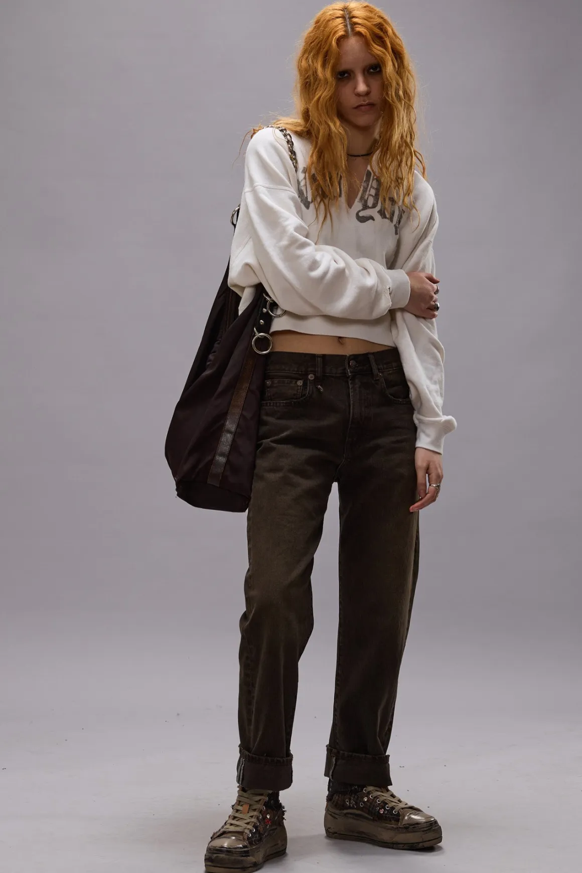 Women/BOY R13 Boyfriend*BOYFRIEND JEAN - VINTAGE CHOCOLATE BROWN