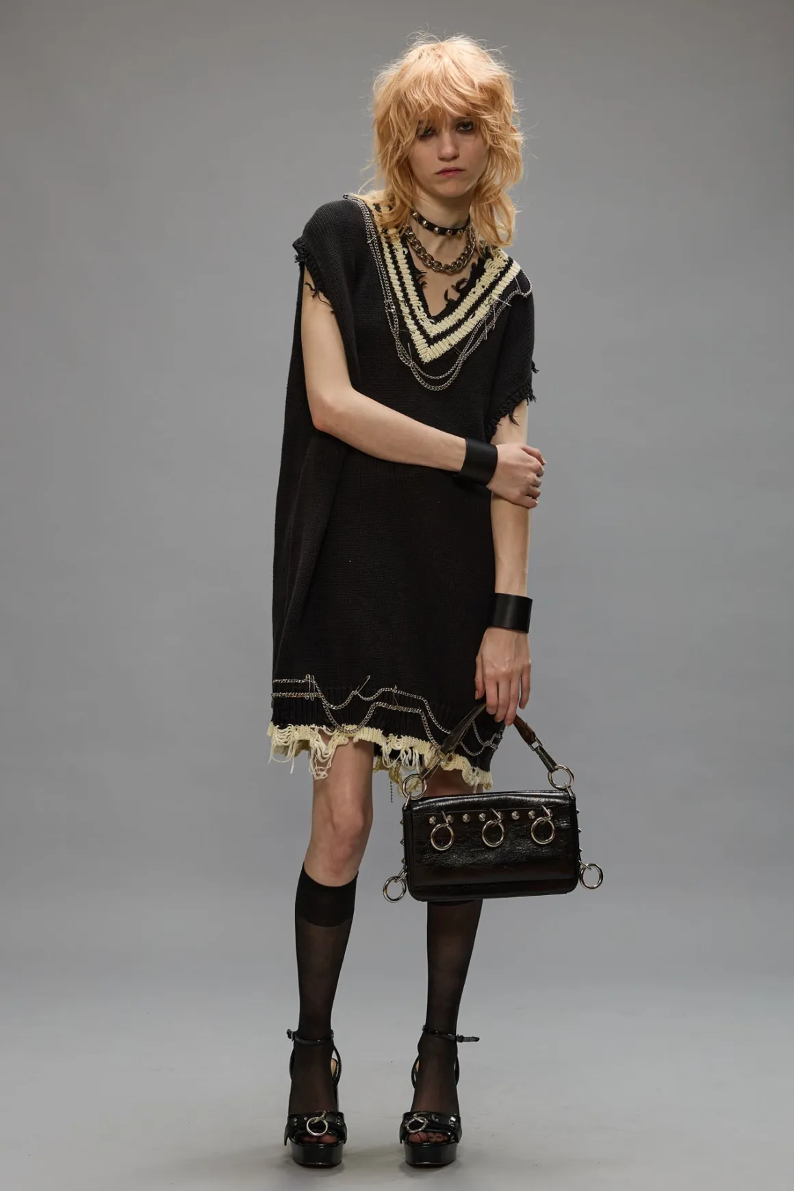 Women R13 Sweaters*CHAIN EMBELLISHED VEST DRESS - BLACK