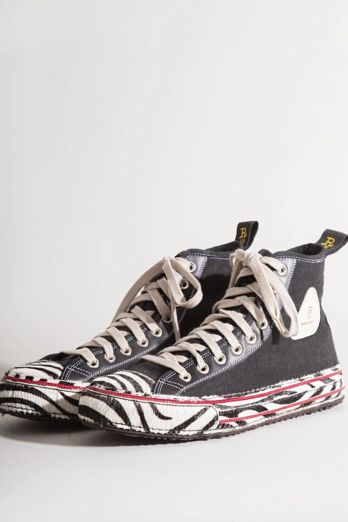 R13 Footwear*CLASSIC COURTNEY HIGH TOP - ZEBRA STRIPE