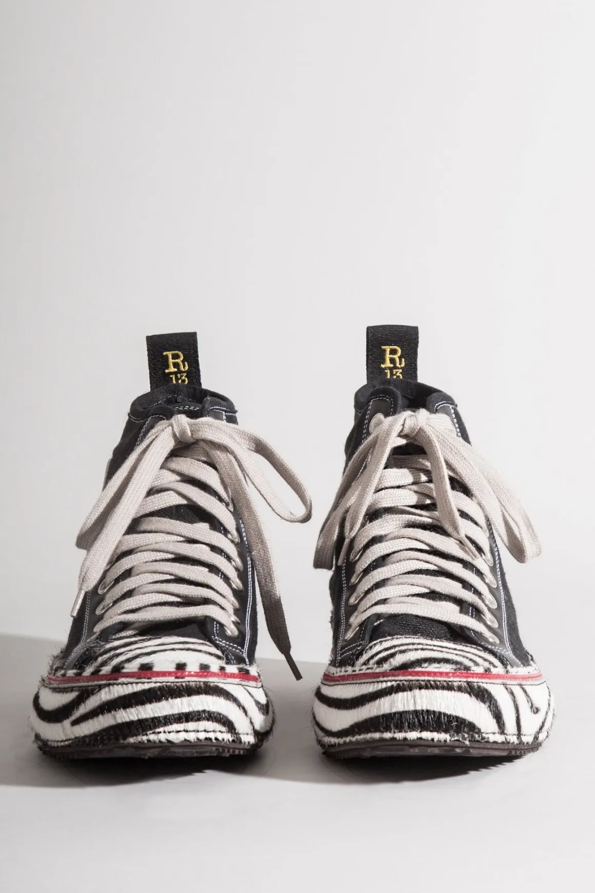 R13 Footwear*CLASSIC COURTNEY HIGH TOP - ZEBRA STRIPE