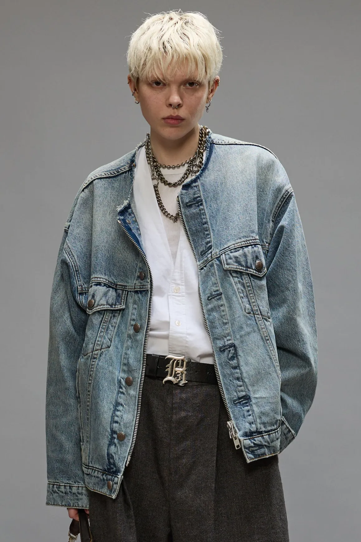 Women R13 Jackets & Coats*COLLARLESS TRUCKER JACKET - CAXTON BLUE