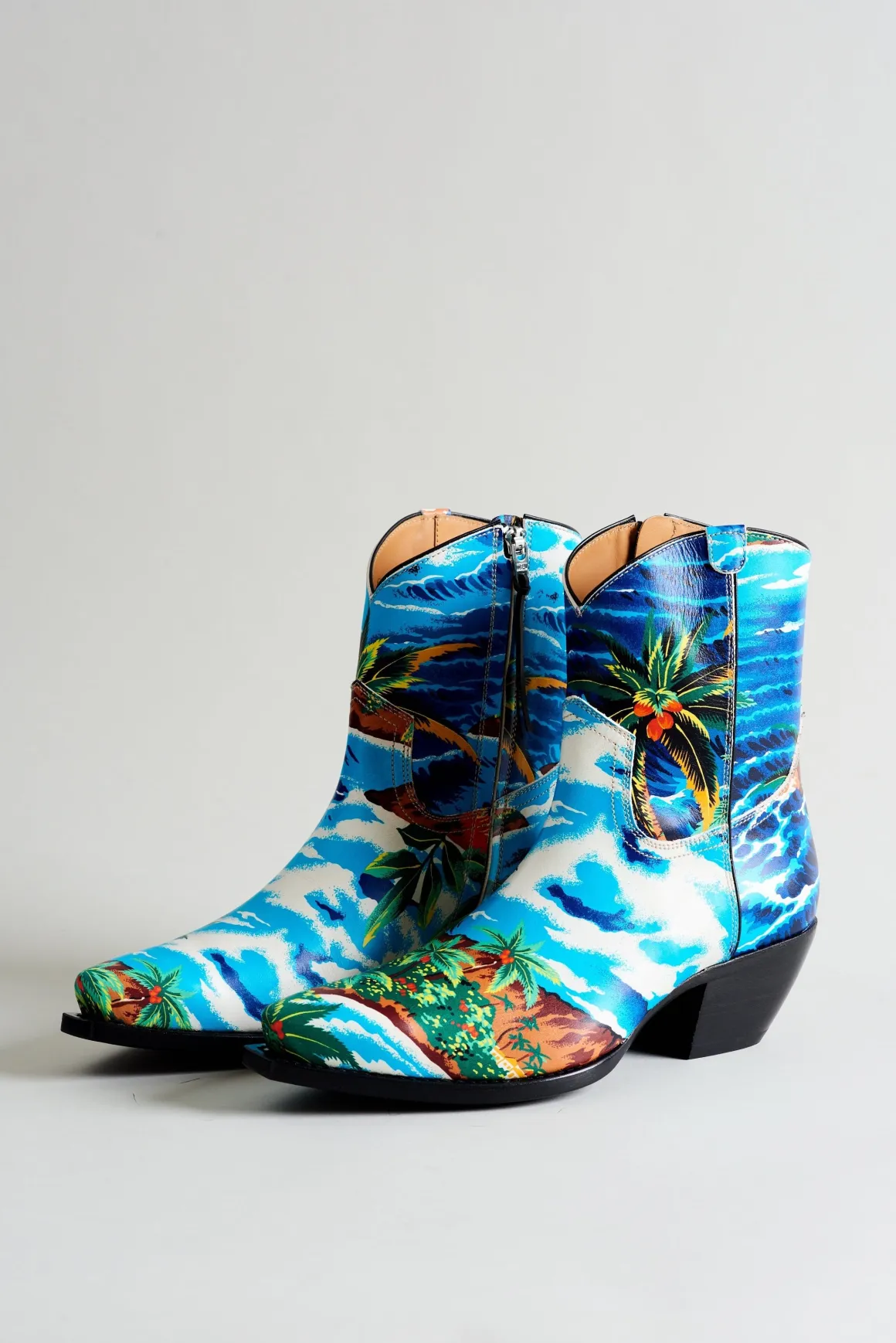 Women/BOY R13 Cowboys*COWBOY ANKLE BOOT - TURQUOISE WAVE