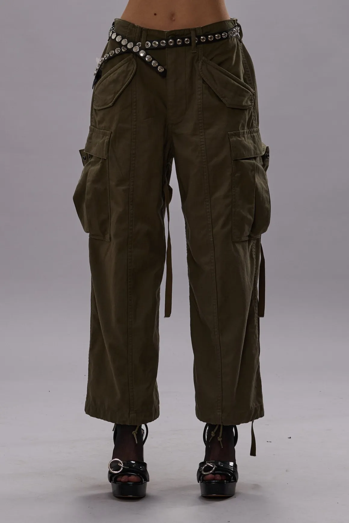 Women R13 Pants & Shorts*CROPPED CARGO - VINTAGE OLIVE DRAB