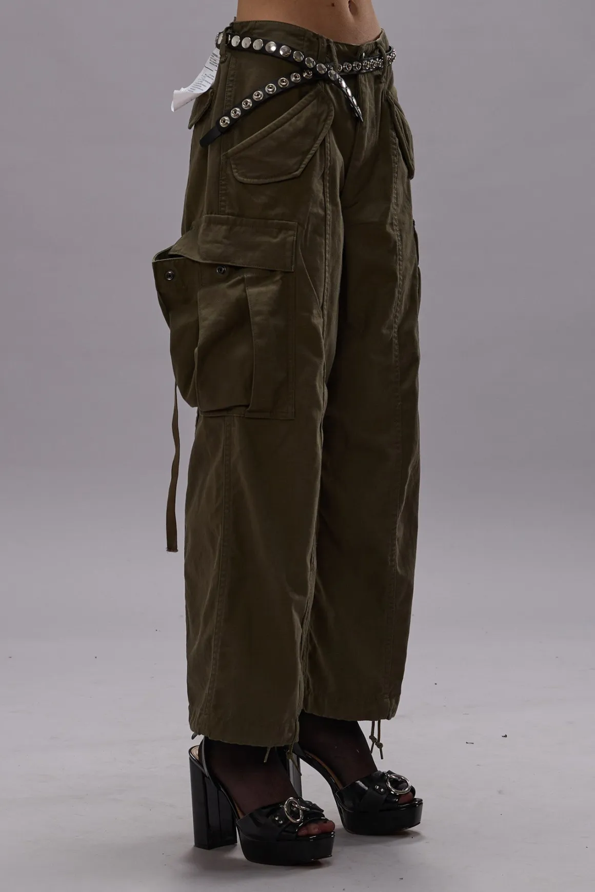 Women R13 Pants & Shorts*CROPPED CARGO - VINTAGE OLIVE DRAB