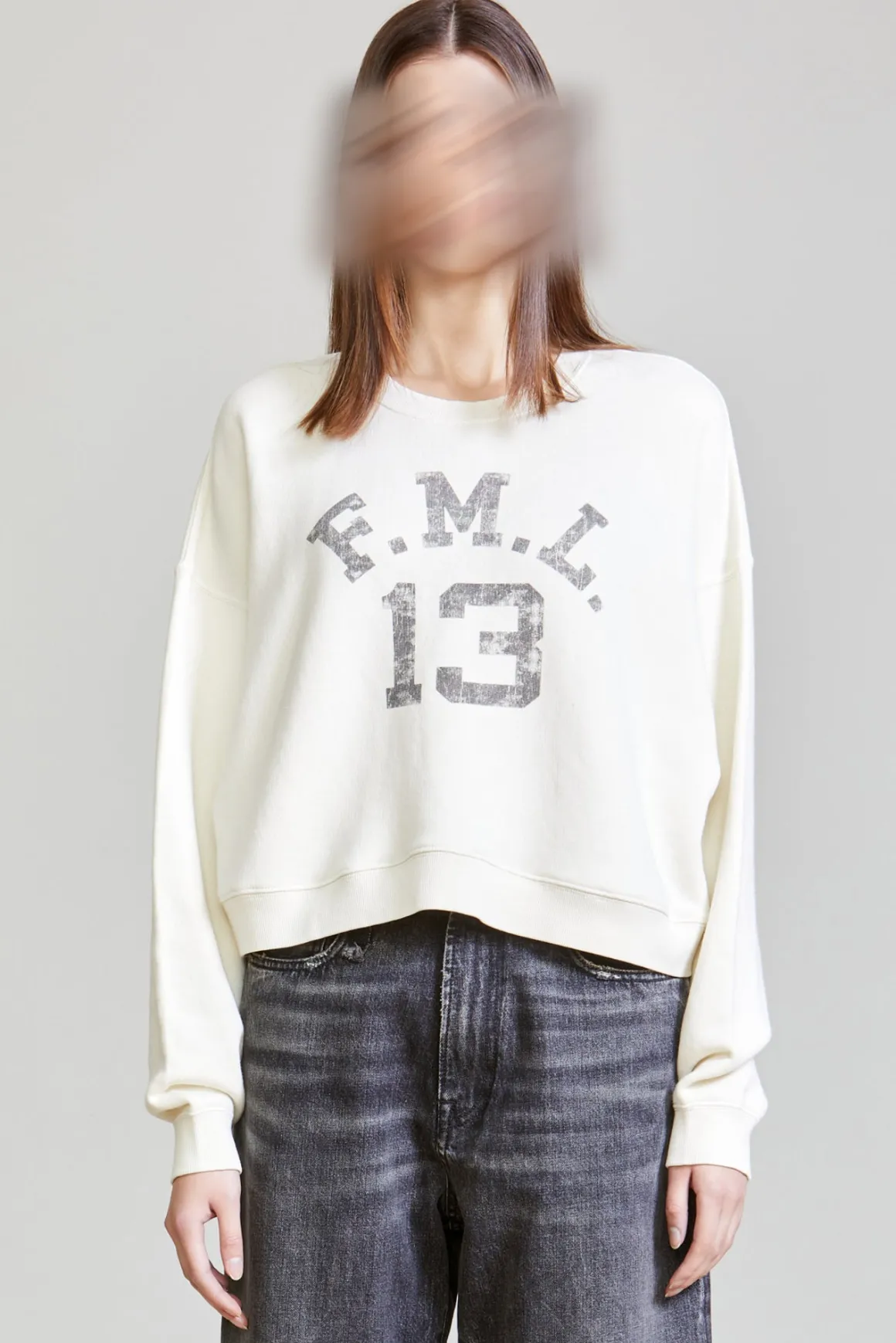 Women R13 Sweaters*CROPPED FML 13 CREWNECK - ECRU