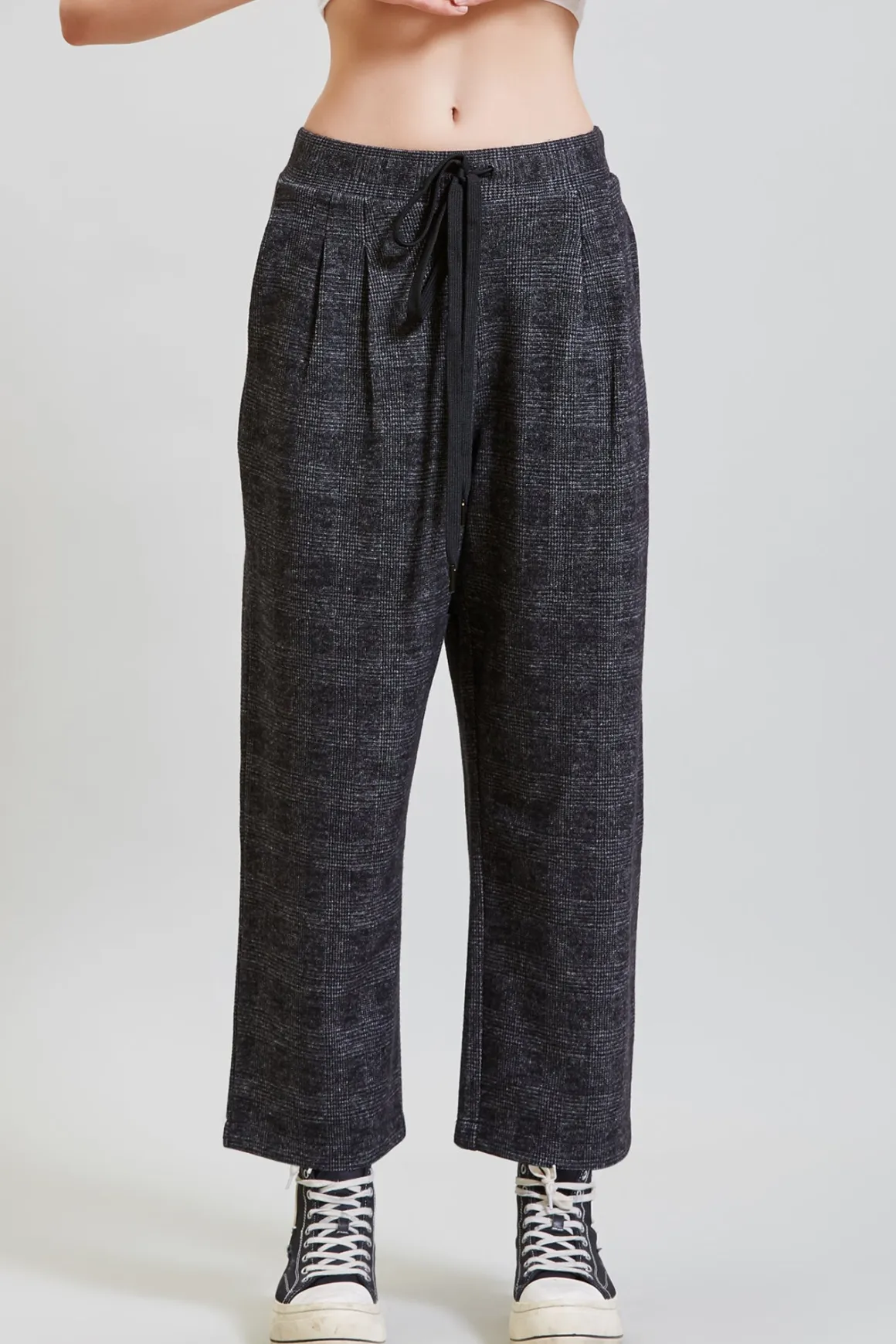 Women R13 Pants & Shorts*CROPPED PLEATED WIDE LEG PANT - GREY GLEN PLAID