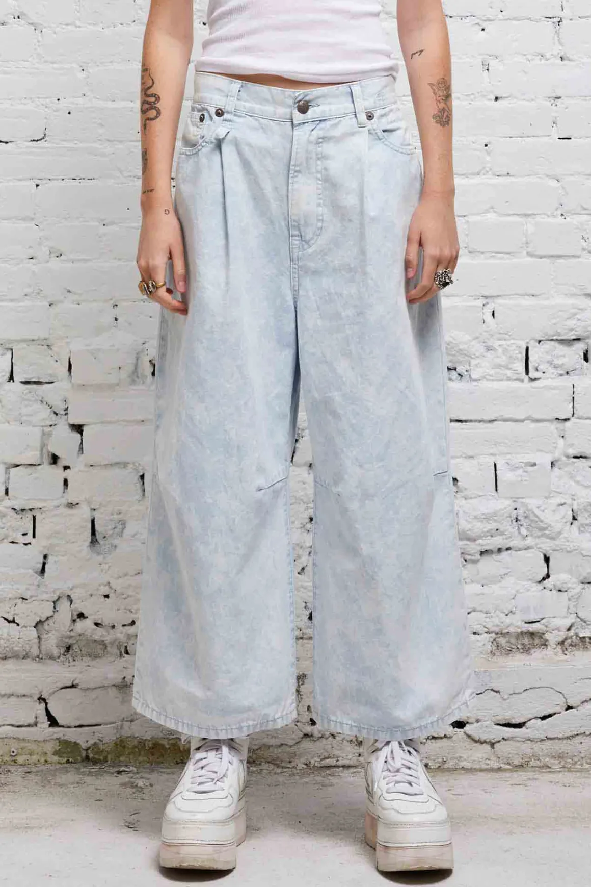 Women R13 Wide Leg*CROPPED WIDE LEG JEAN - CLOUDY BLUE