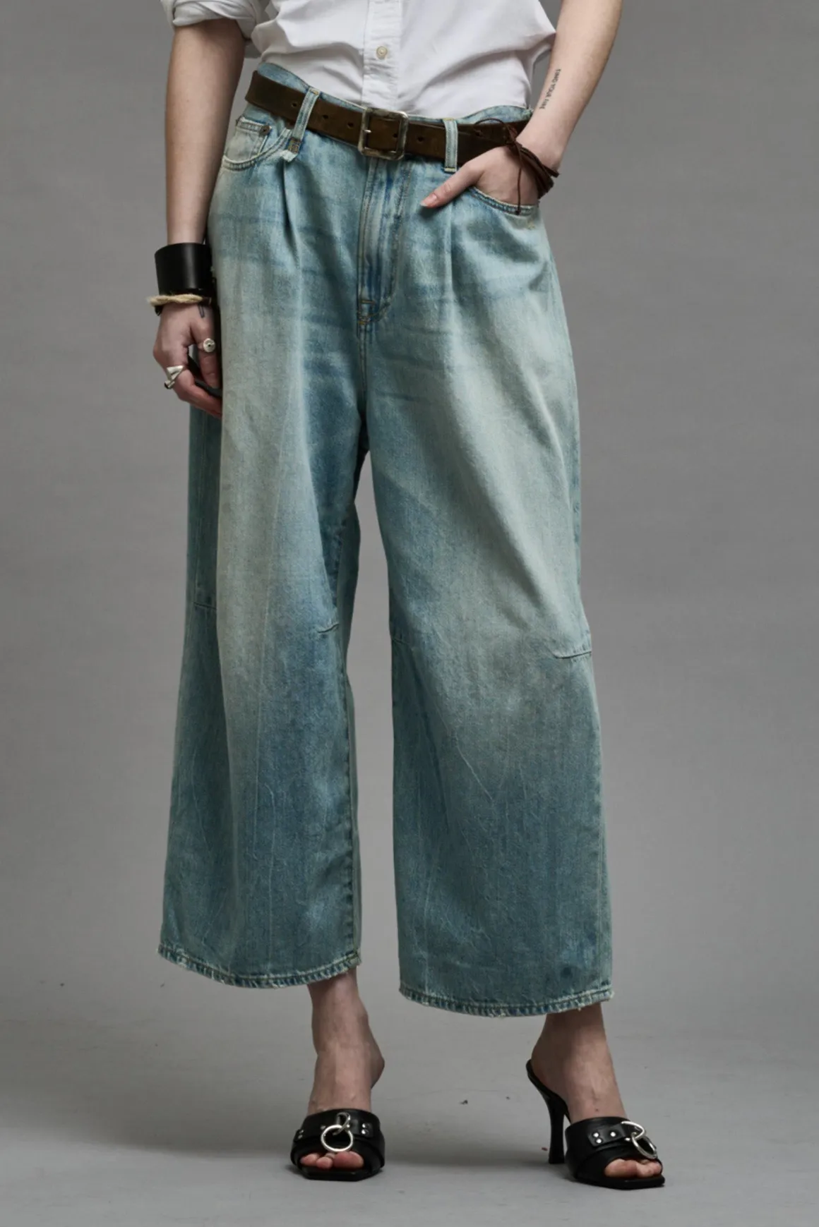 Women R13 Wide Leg*CROPPED WIDE LEG JEAN - TONI BLUE