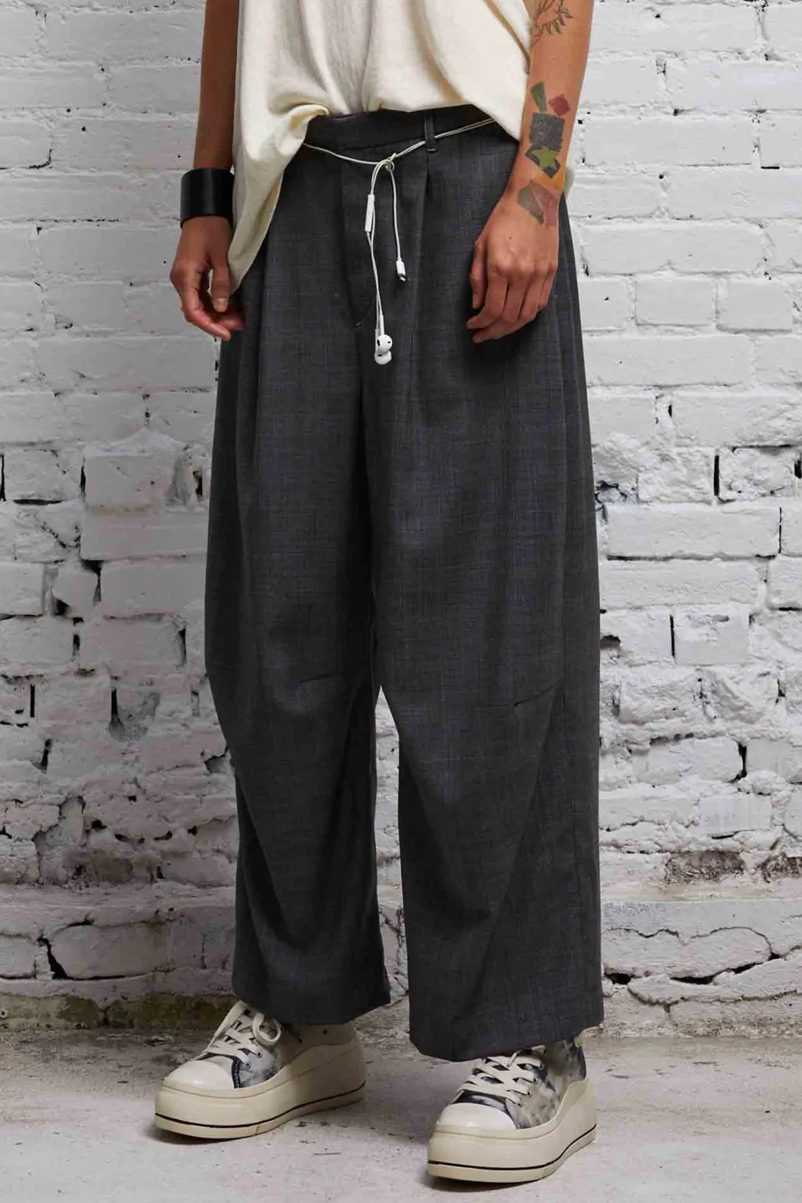 Women R13 Pants & Shorts*CROPPED WIDE LEG TROUSER - DARK GLEN PLAID