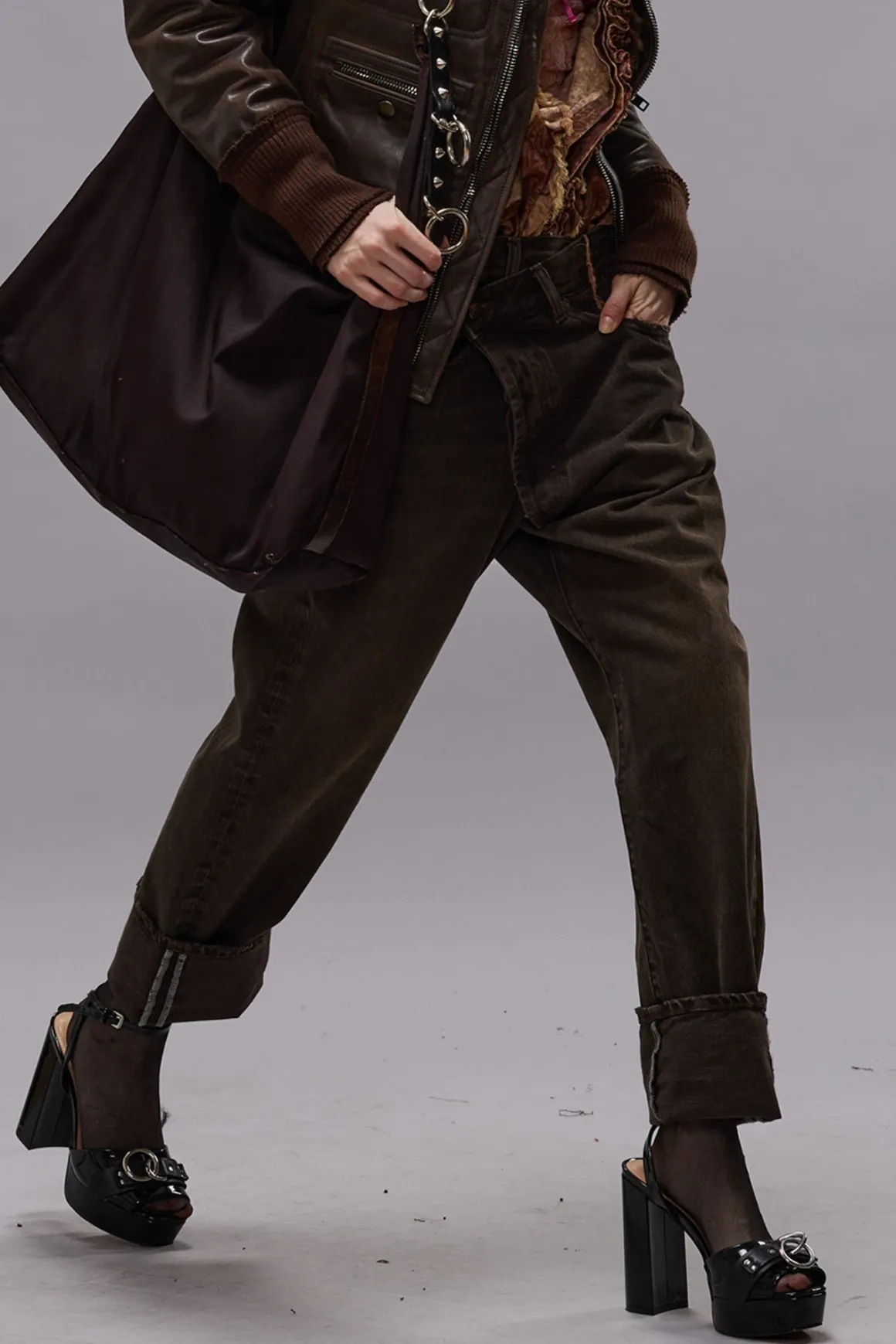 Women R13 Crossover*CROSSOVER JEAN - VINTAGE CHOCOLATE BROWN