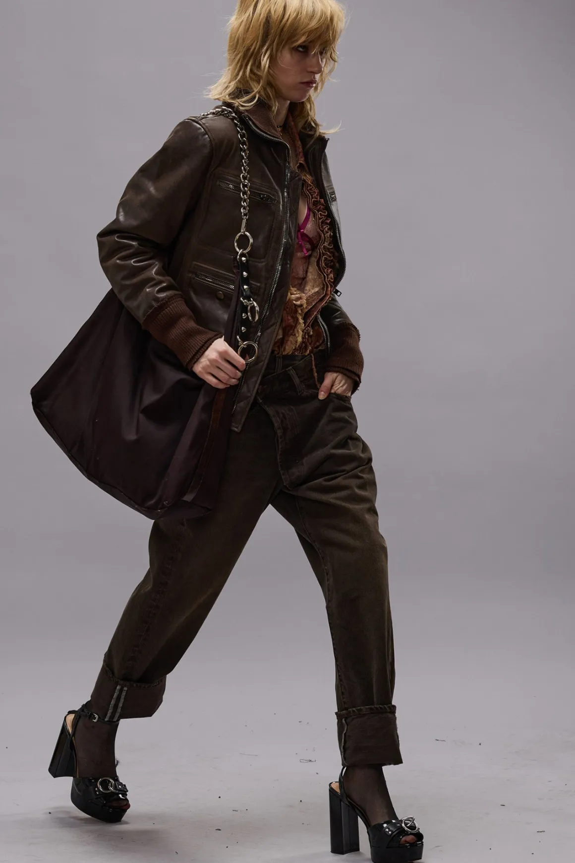 Women R13 Crossover*CROSSOVER JEAN - VINTAGE CHOCOLATE BROWN
