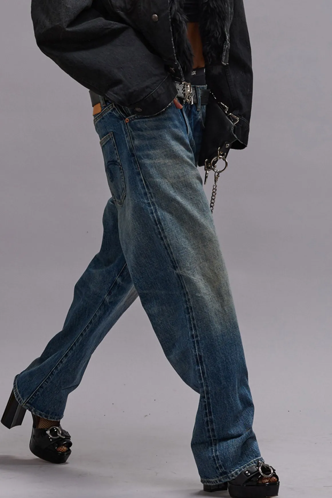 Women/BOY R13 Boyfriend*CUFFED X-BOYFRIEND JEAN - ASPEN SELVEDGE BLUE