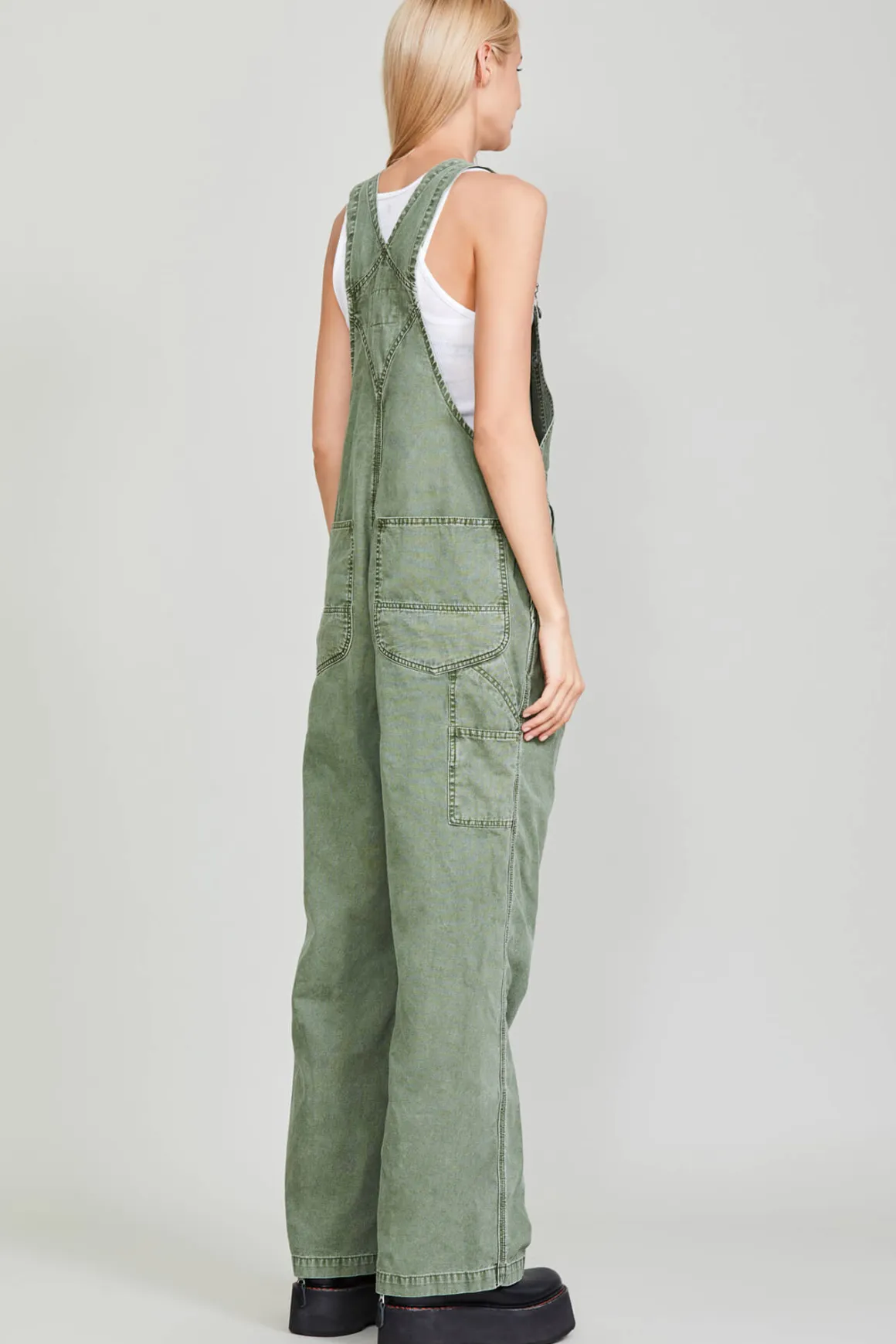 Women R13 Wide Leg*DAMON OVERALL - GARMENT DYE