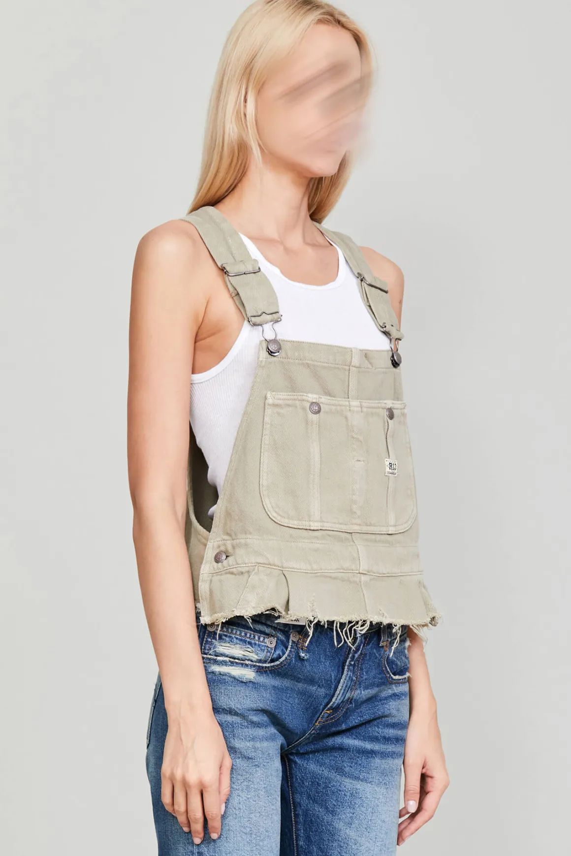 Women R13 Tops*DAMON OVERALL BIB - KHAKI