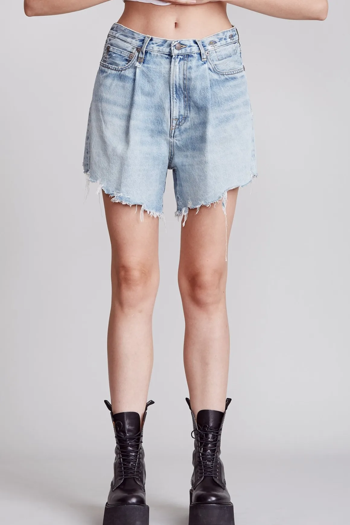 Women R13 Shorts/skirts*DAMON PLEATED SHORT - LENNON BLUE