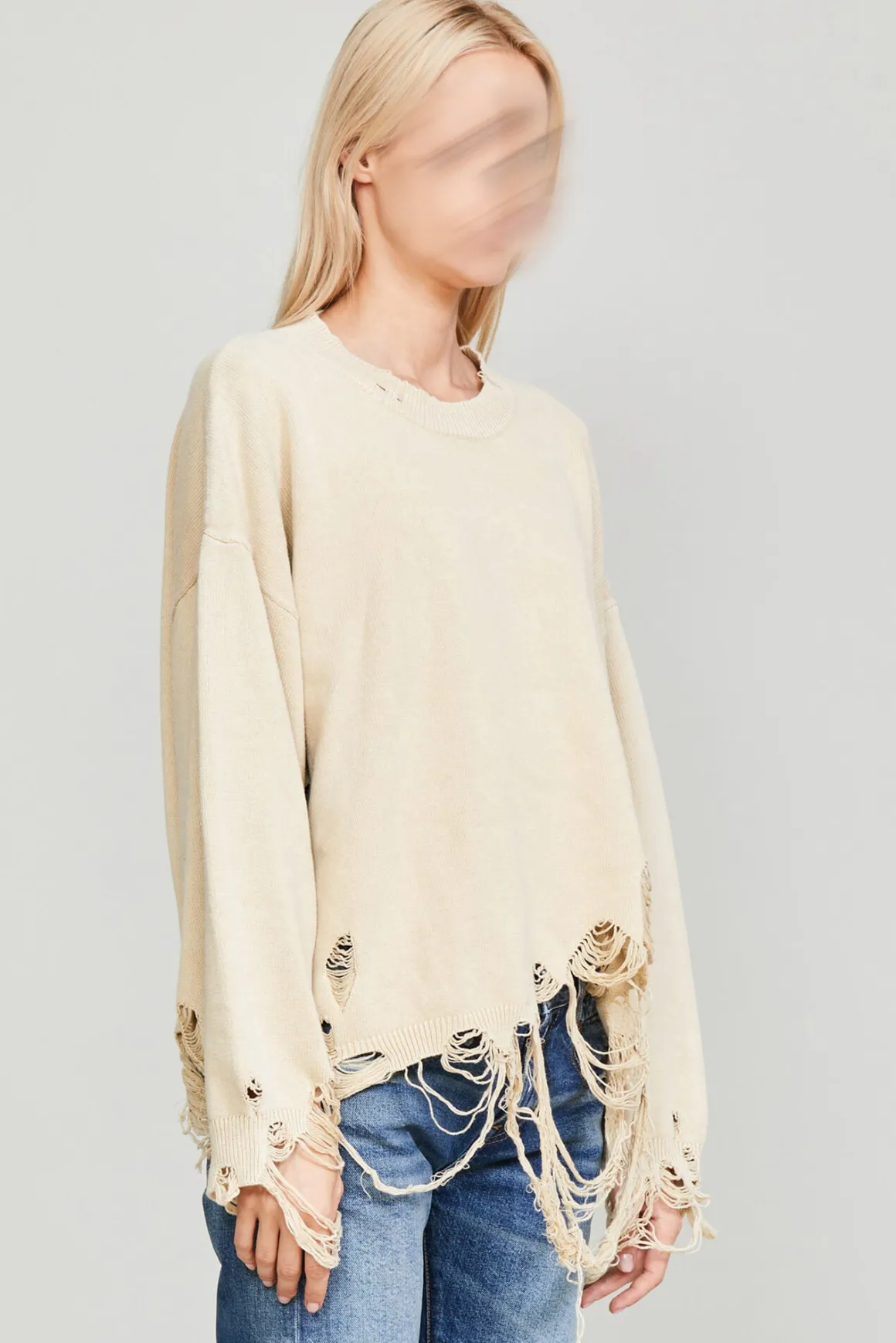 Women R13 Sweaters*DESTROYED OVERSIZED PULLOVER -