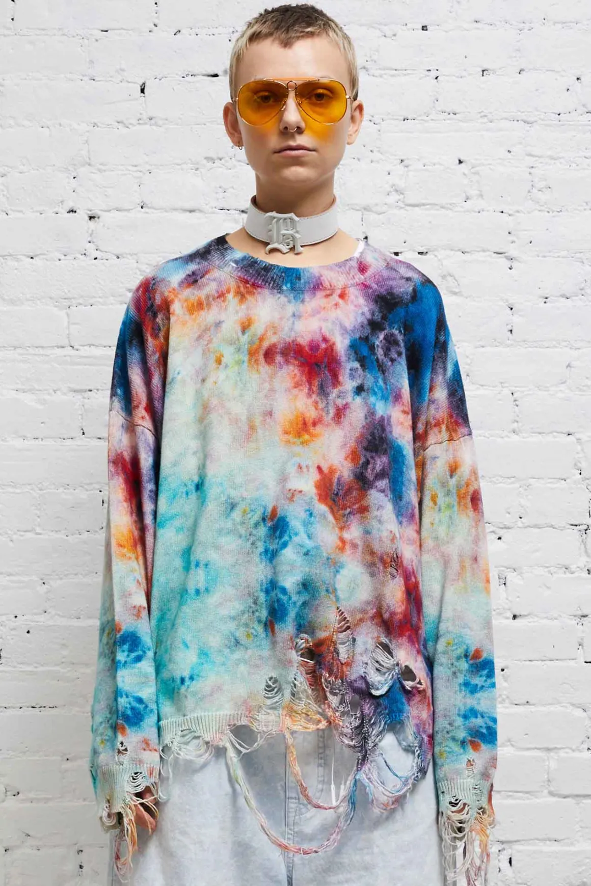 Women R13 Sweaters*DESTROYED OVERSIZED PULLOVER - PRINTED TIE-DYE