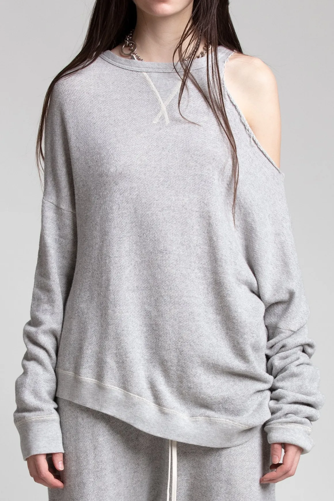 Women R13 Tops*DISTORTED SWEATSHIRT - HEATHER GREY