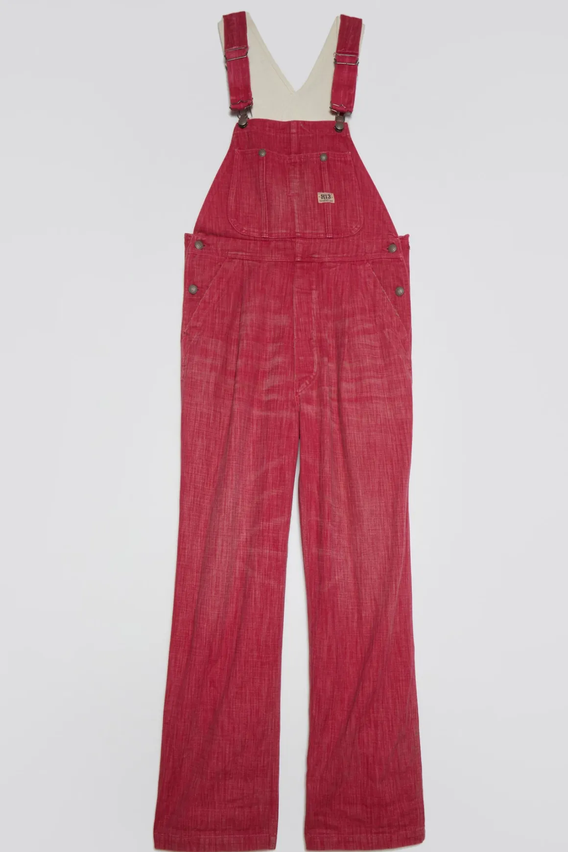 Women R13 Wide Leg*DOUBLE BIB DAMON OVERALL - VINTAGE PINK