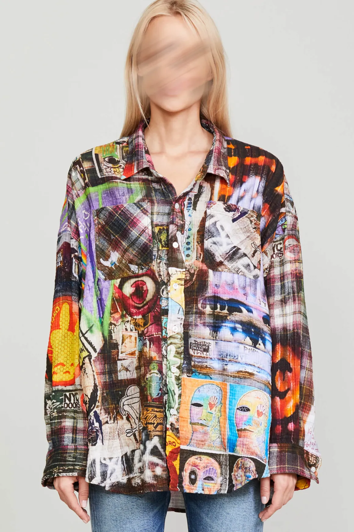 Women R13 Tops*DROP NECK WORKSHIRT - GRAFFITI PLAID