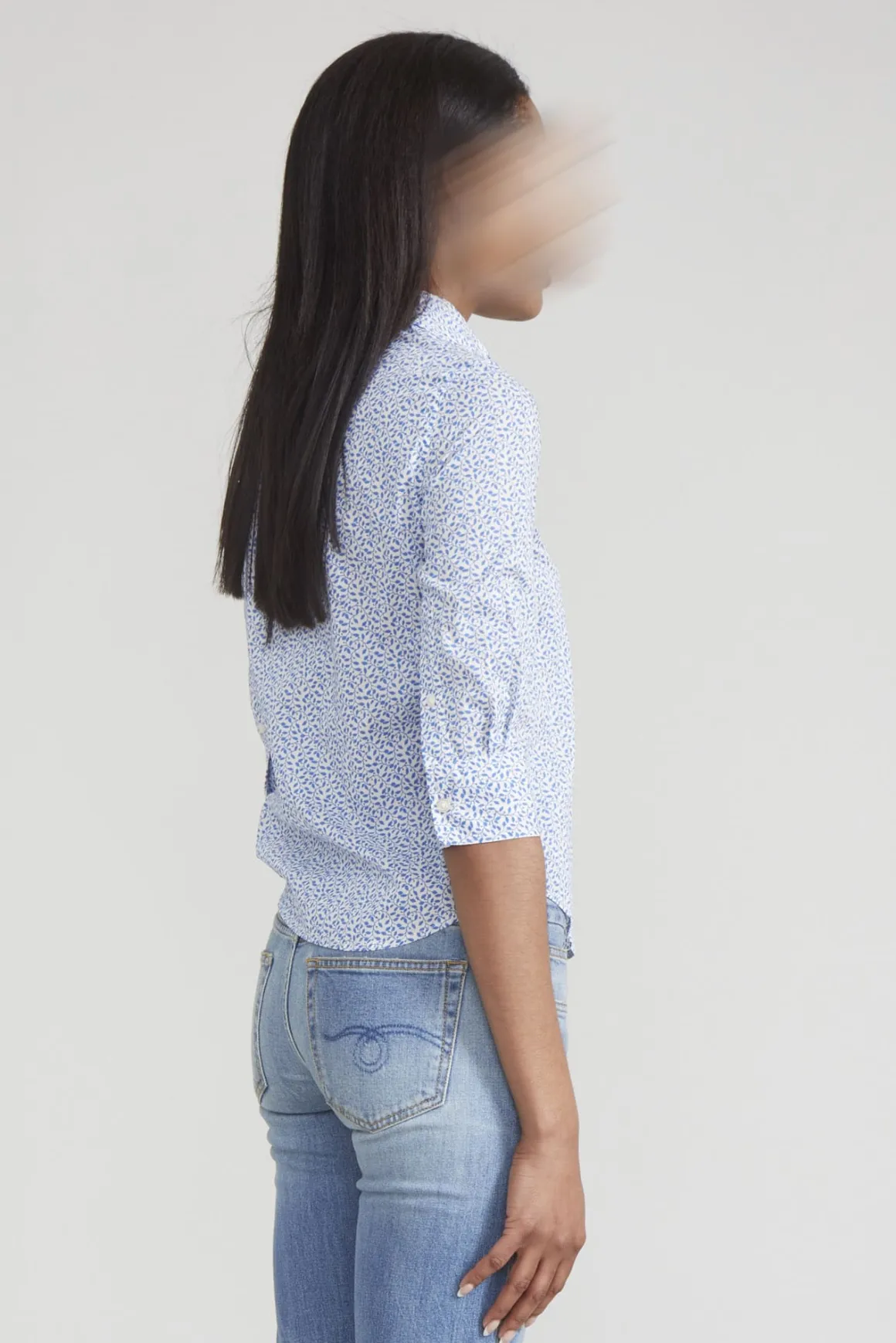 Women R13 Tops*EXAGGERATED COLLAR SHIRT - BLUE PATTERN