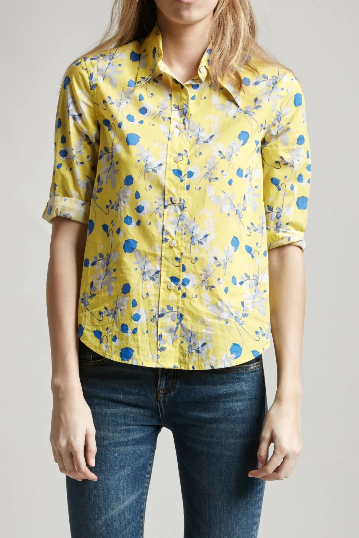 Women R13 Tops*EXAGGERATED COLLAR SHIRT - YELLOW FLORAL