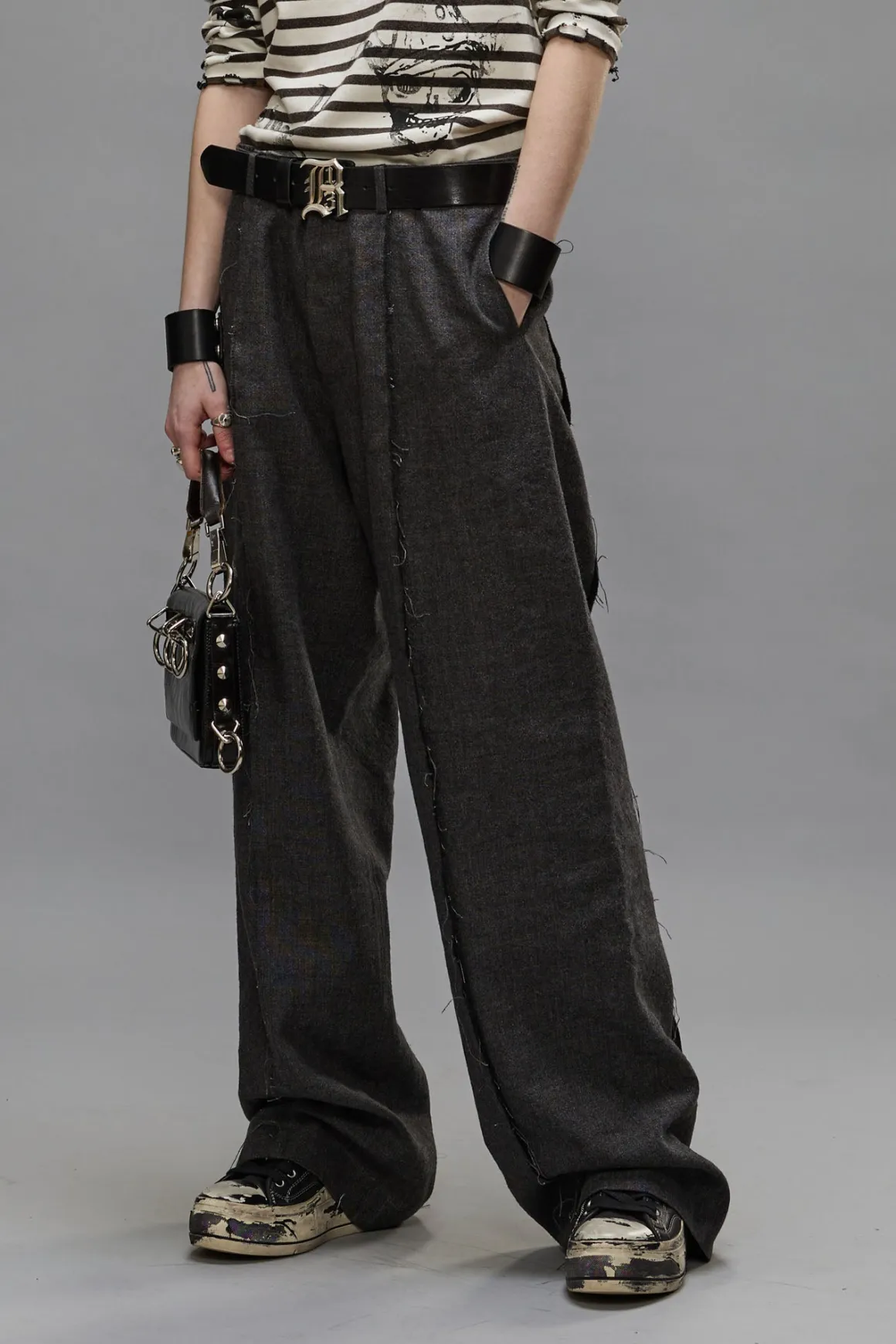 Women R13 Pants & Shorts*EXPOSED SEAM TROUSER - DARK GREY