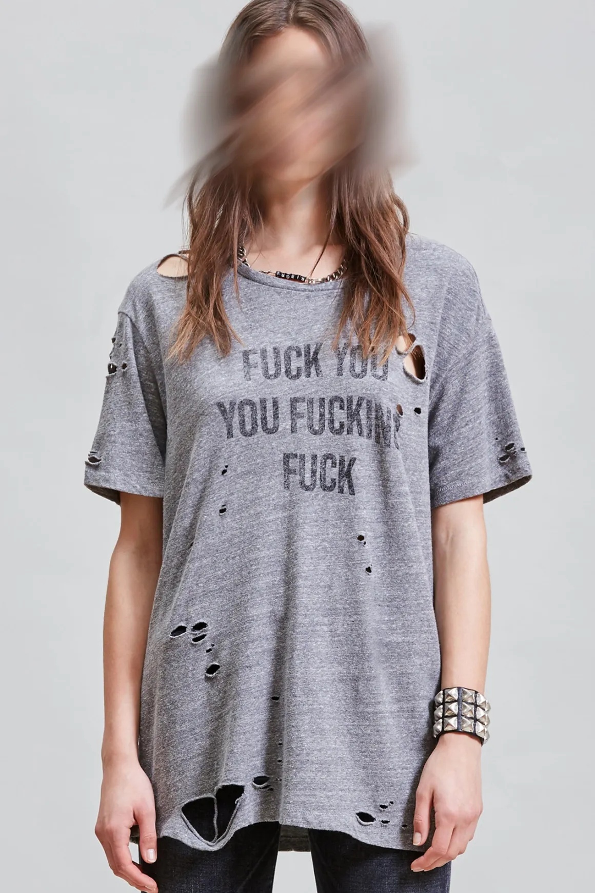 Women R13 Tops*F.U. RIPPED BOY T - HEATHER GREY