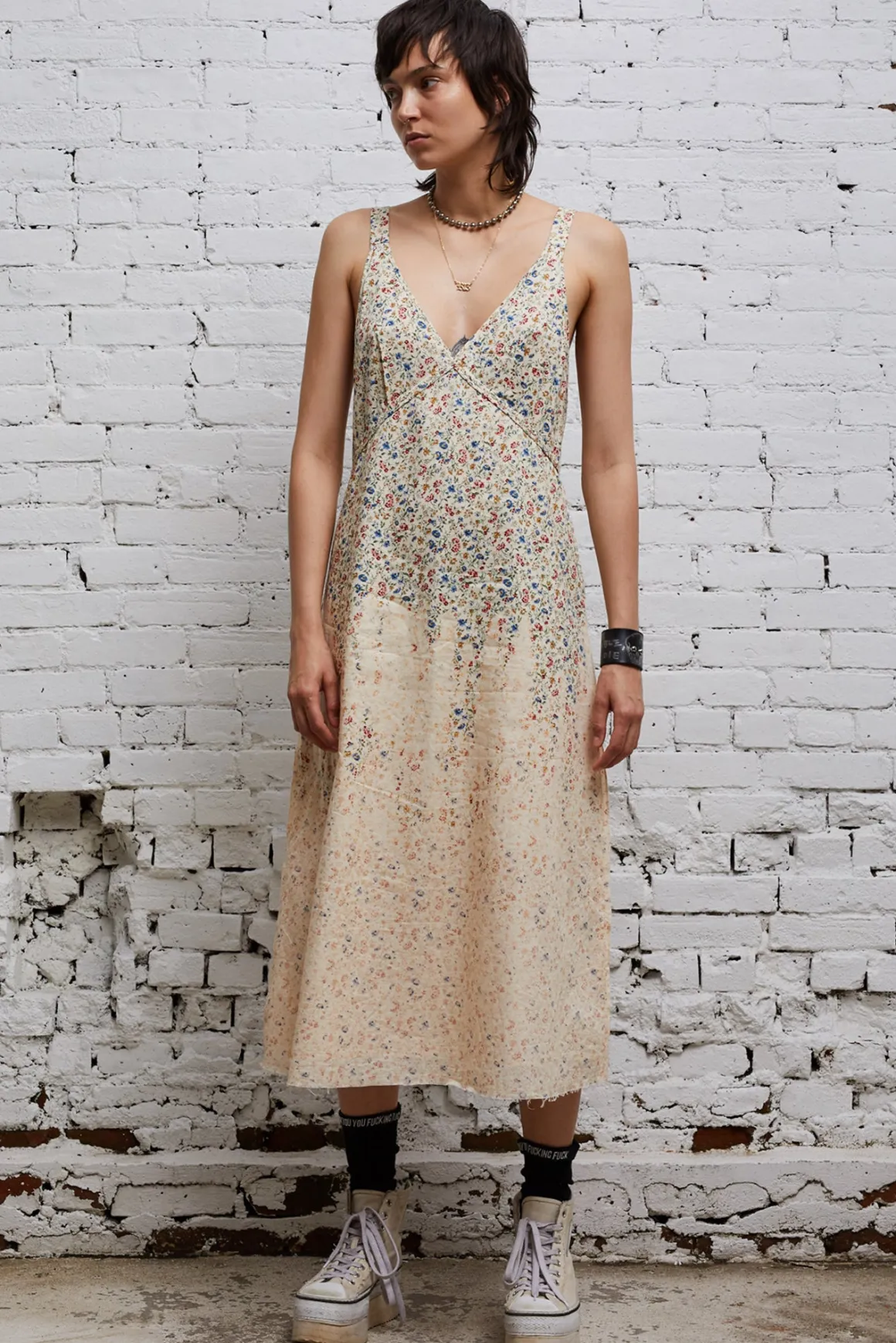 Women R13 Dresses & Skirts*GRUNGE SLIP - DIP BLEACHED BEIGE FLORAL