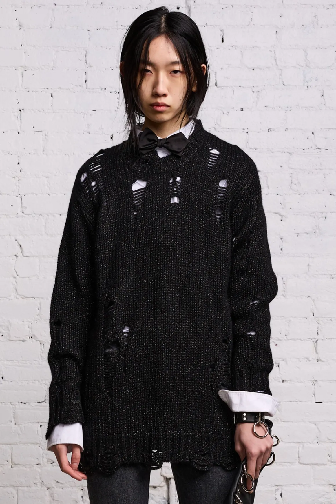 Women R13 Sweaters*GRUNGE SWEATER - BLACK GLITTER