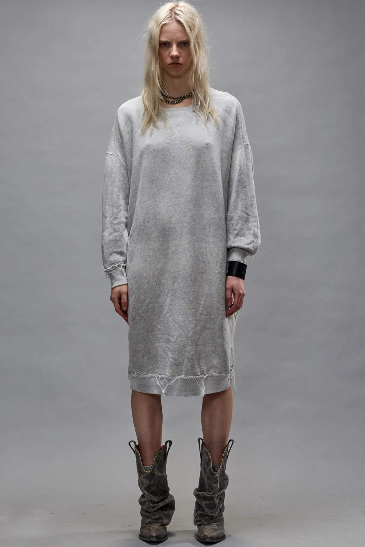 Women R13 Dresses & Skirts*GRUNGE SWEATSHIRT DRESS - HEATHER GREY