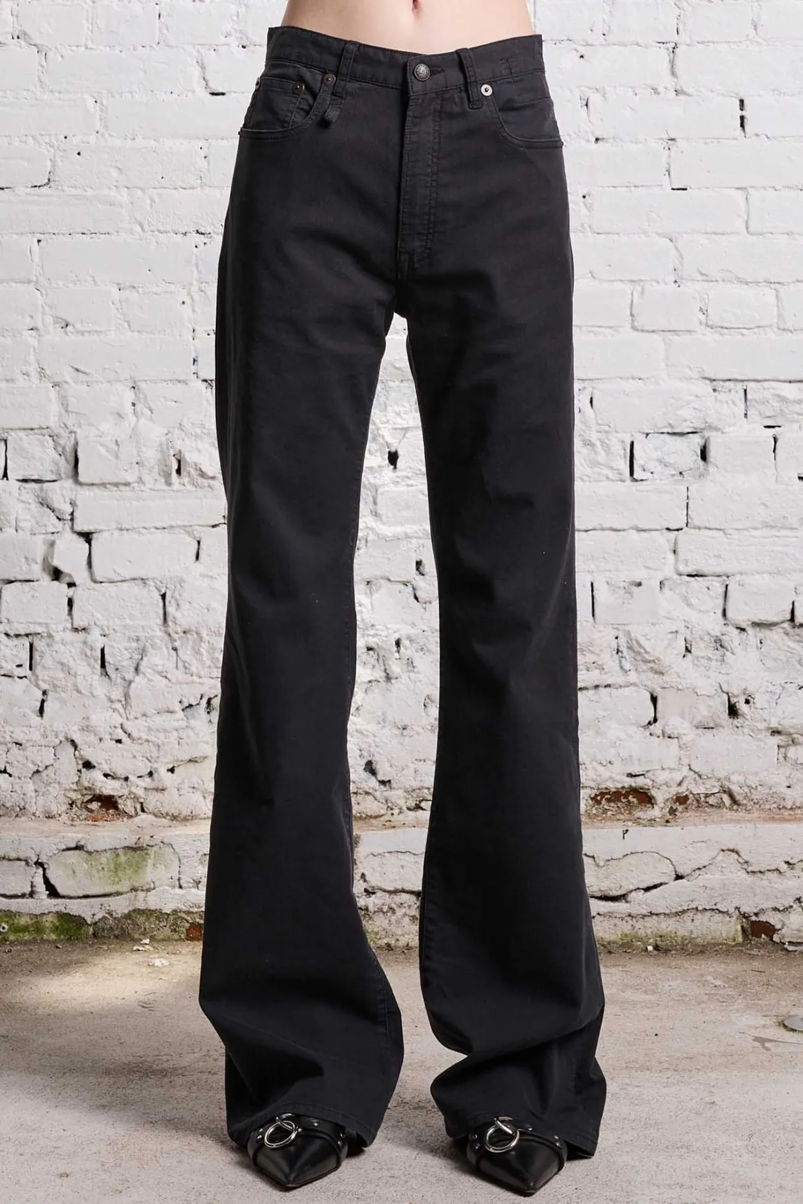 Women R13 Wide Leg*JANE JEAN - BLACK BEDFORD CORD STRETCH
