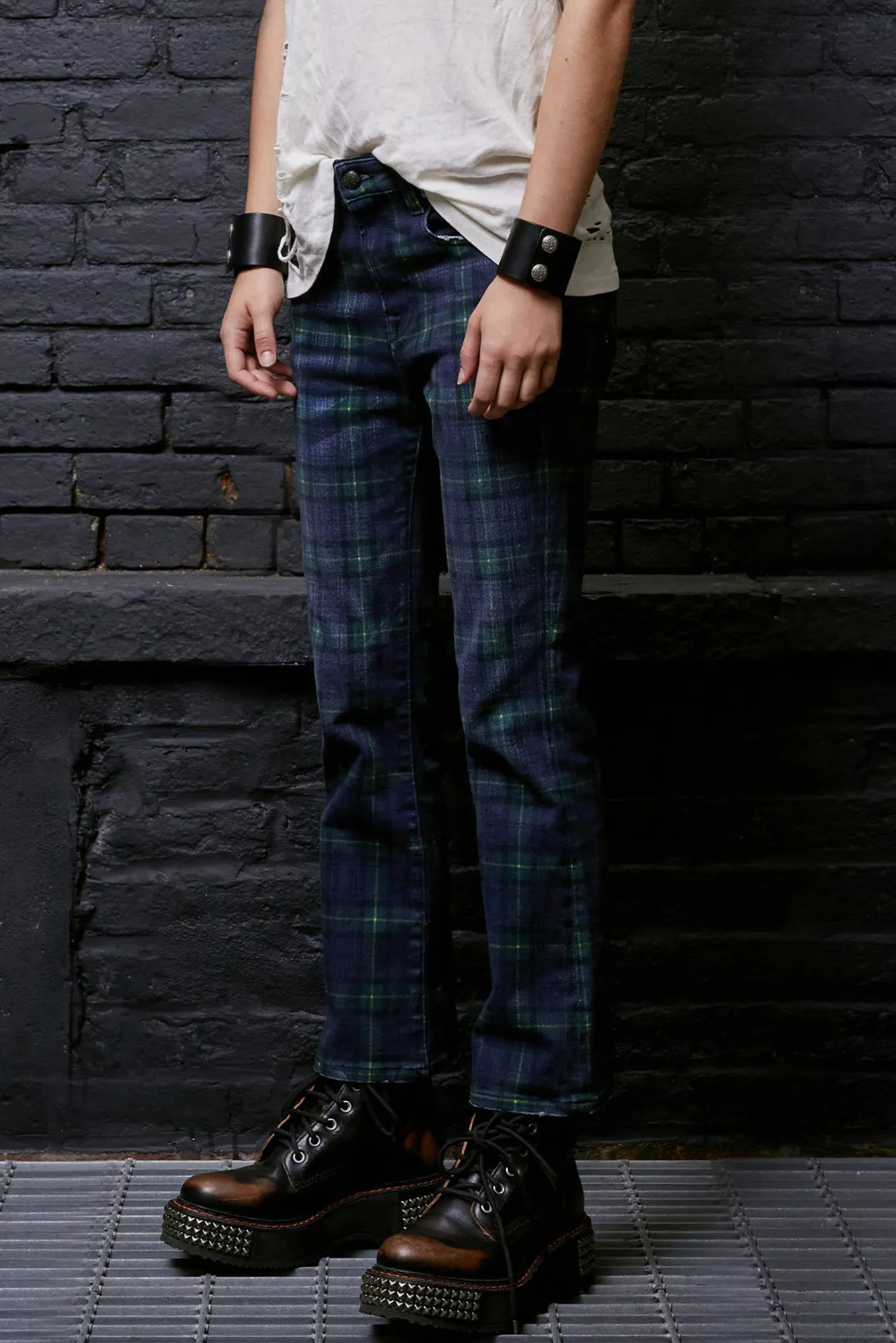 Women R13 Skinny*KICK FIT - PRINTED TARTAN