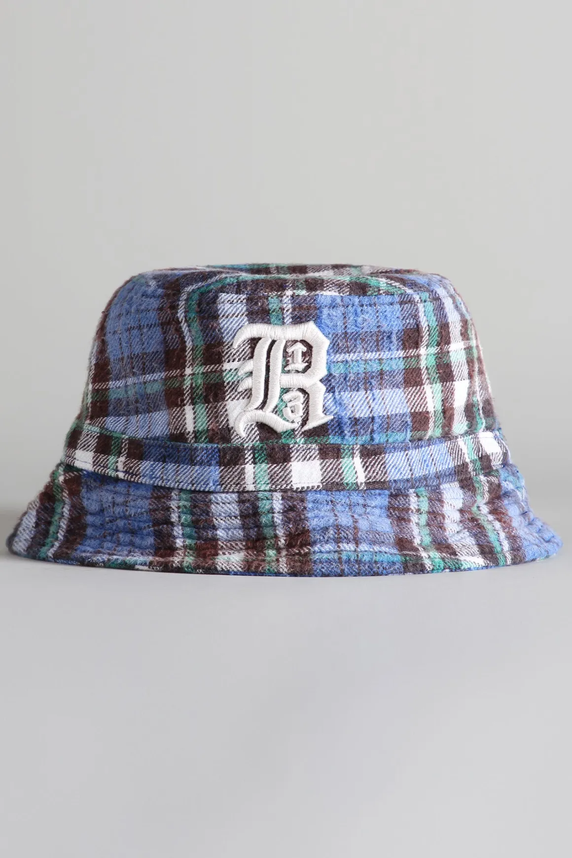 Women R13 Hats*LAYERED BUCKET HAT - BLUE/GREEN PLAID