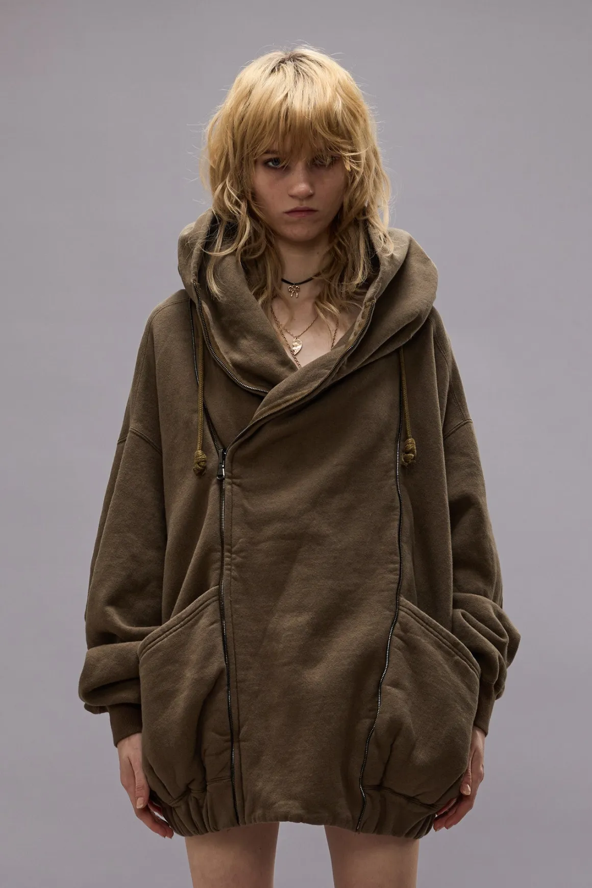 Women R13 Tops*LILLIAN OVERSIZED SWEAT PARKA - OLIVE FLEECE