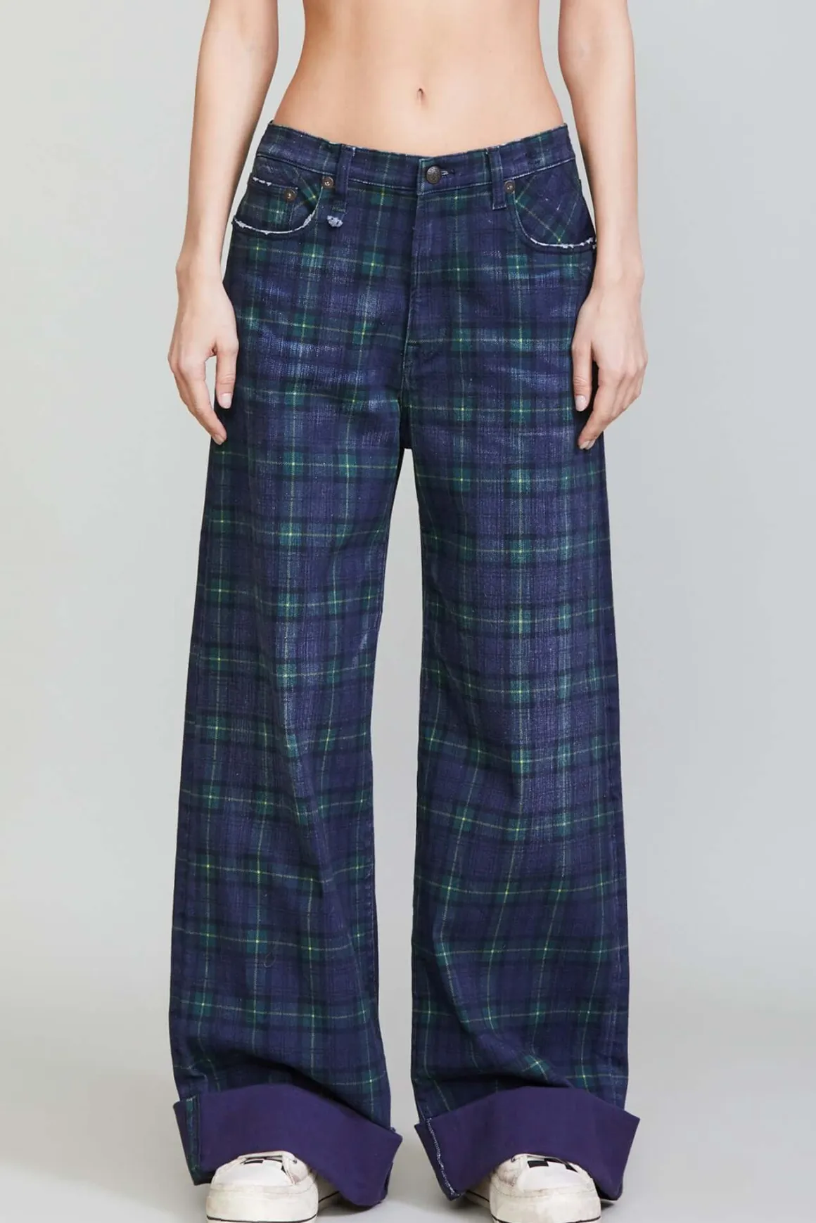 Women R13 Wide Leg*LISA BAGGY JEAN - PRINTED TARTAN