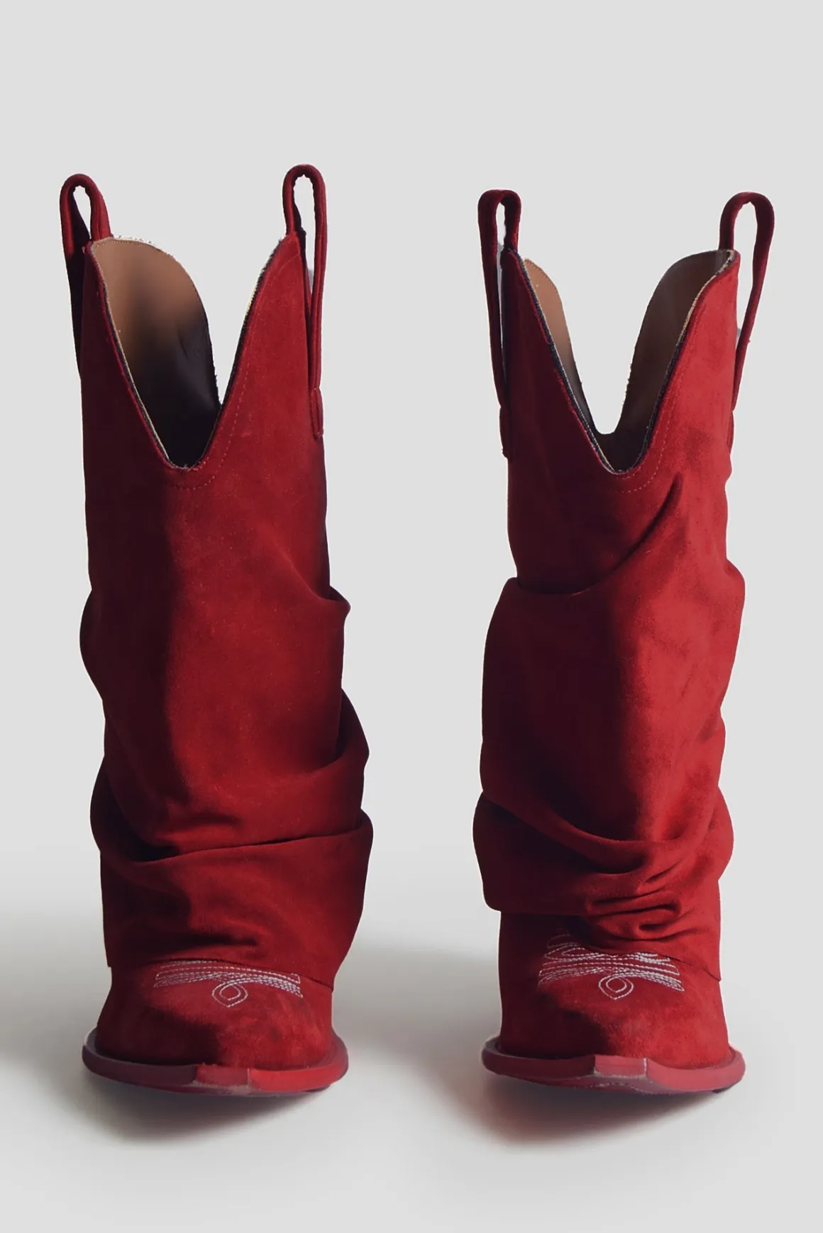 Women/BOY R13 Cowboys*LOW RIDER COWBOY BOOT - RED SUEDE