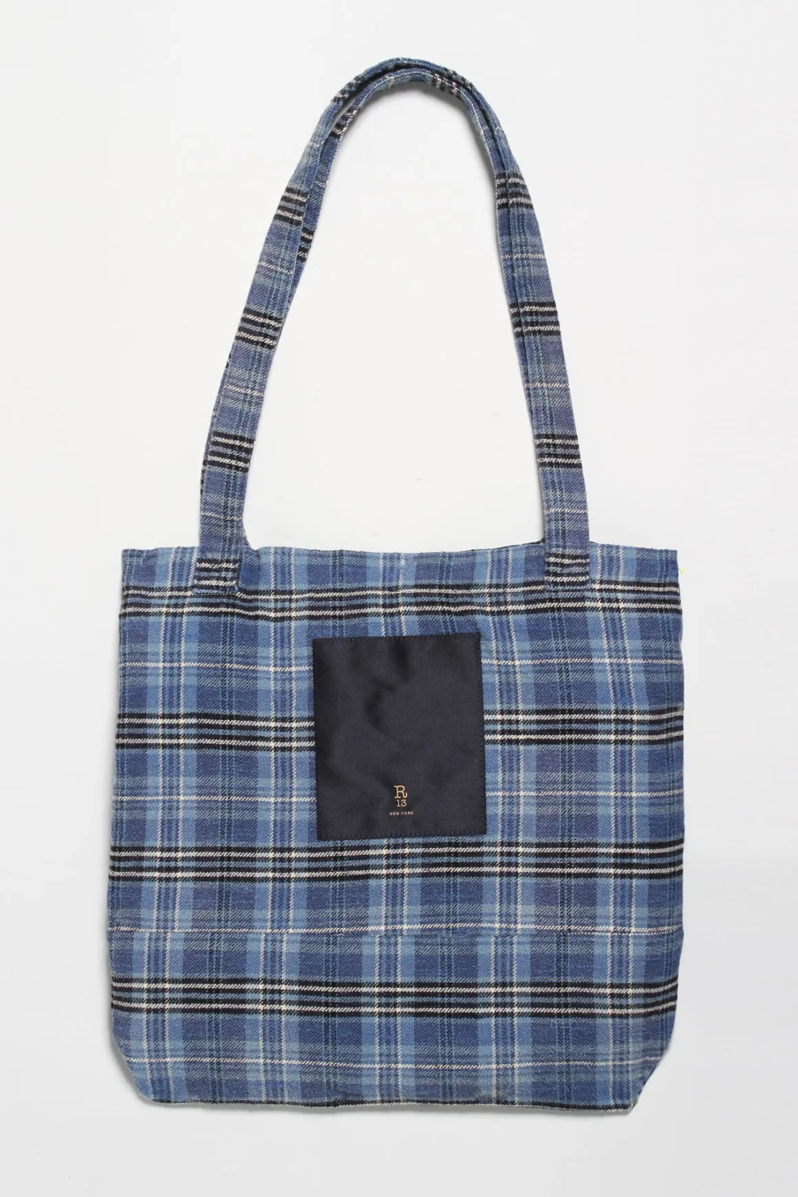 R13 Accessories*MEDIUM TOTE BAG - BLUE PLAID