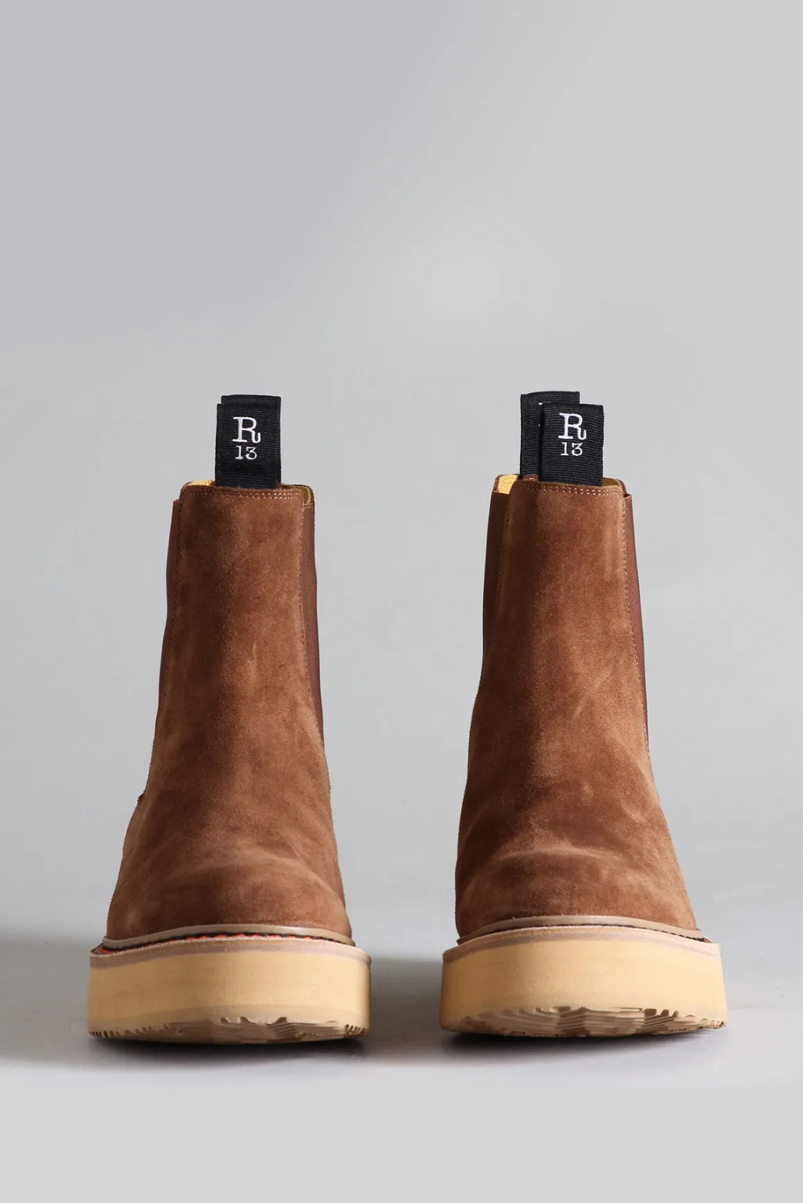 R13 Footwear*MEN'S SINGLE STACK CHELSEA BOOT - BROWN SUEDE