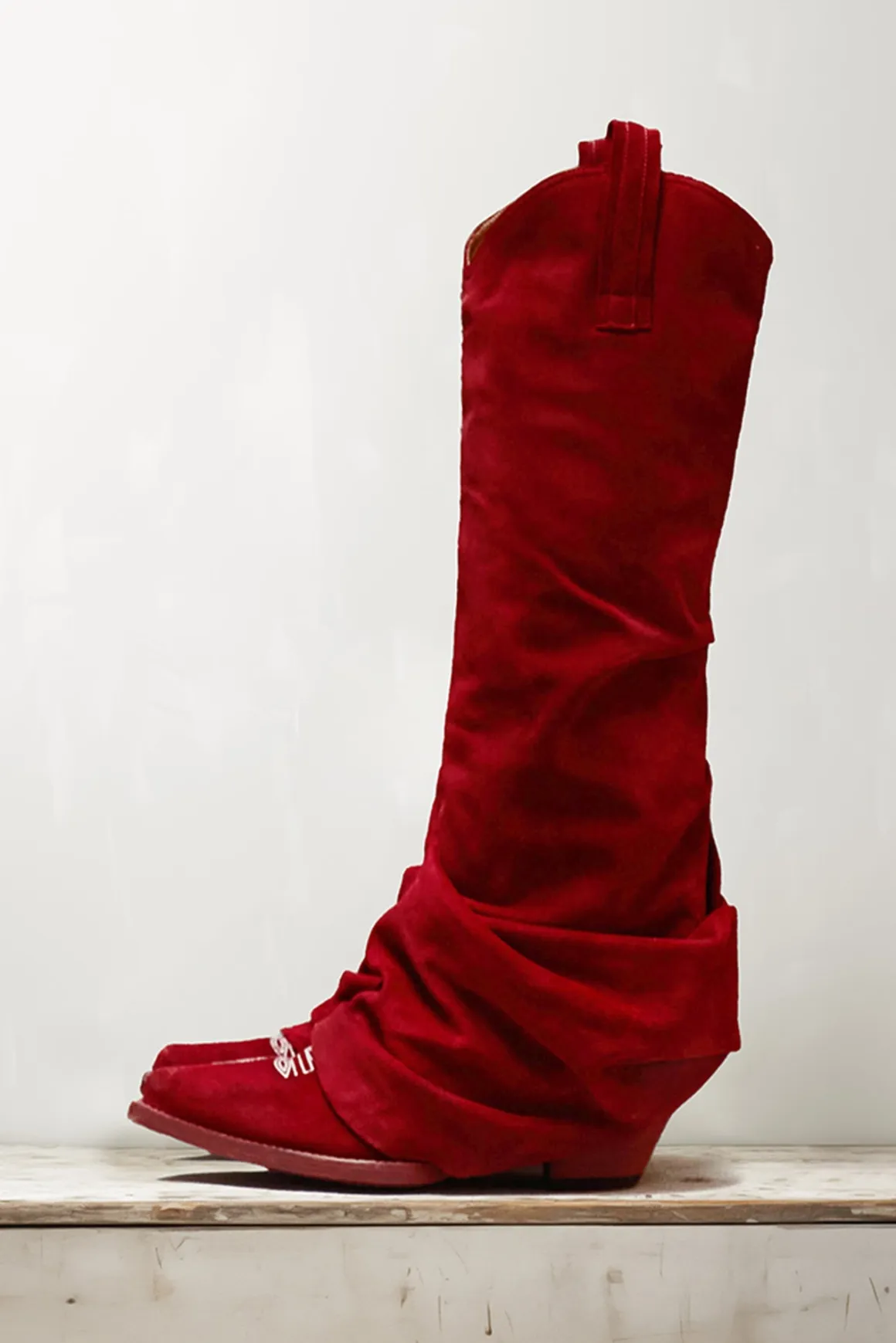 Women/BOY R13 Cowboys*MID COWBOY BOOT - RED SUEDE