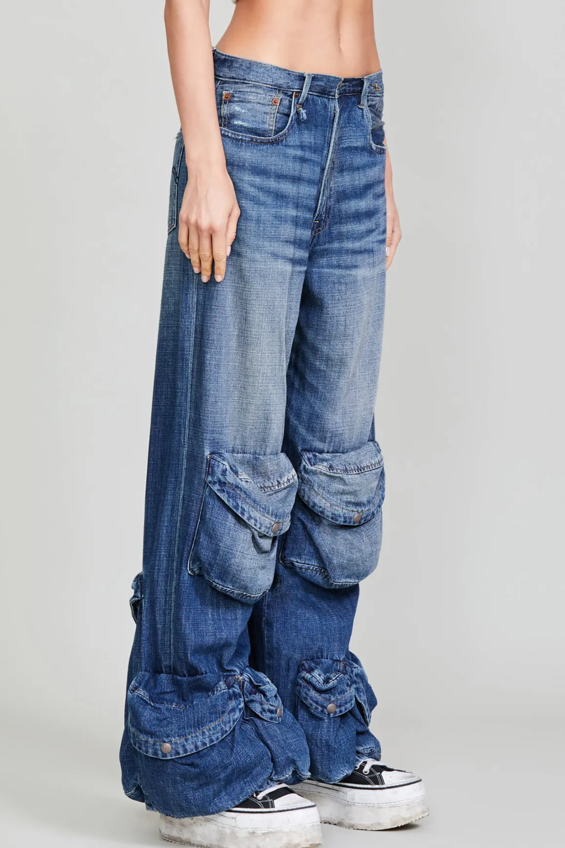 Women R13 Wide Leg*MULTIPOCKET UTILITY JEAN - DANE INDIGO