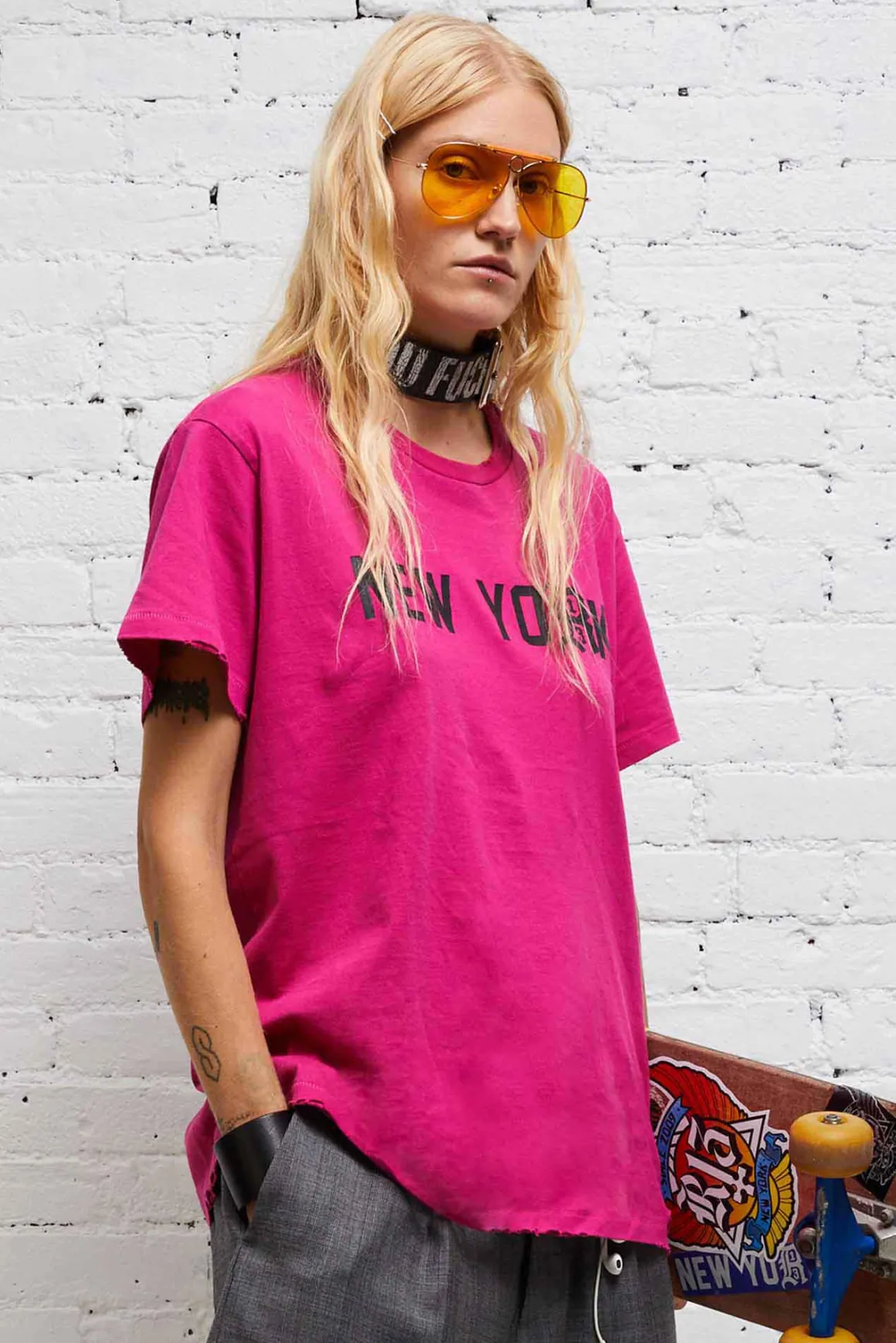 Women R13 T-shirts*NEW YORK BOY T - HOT PINK